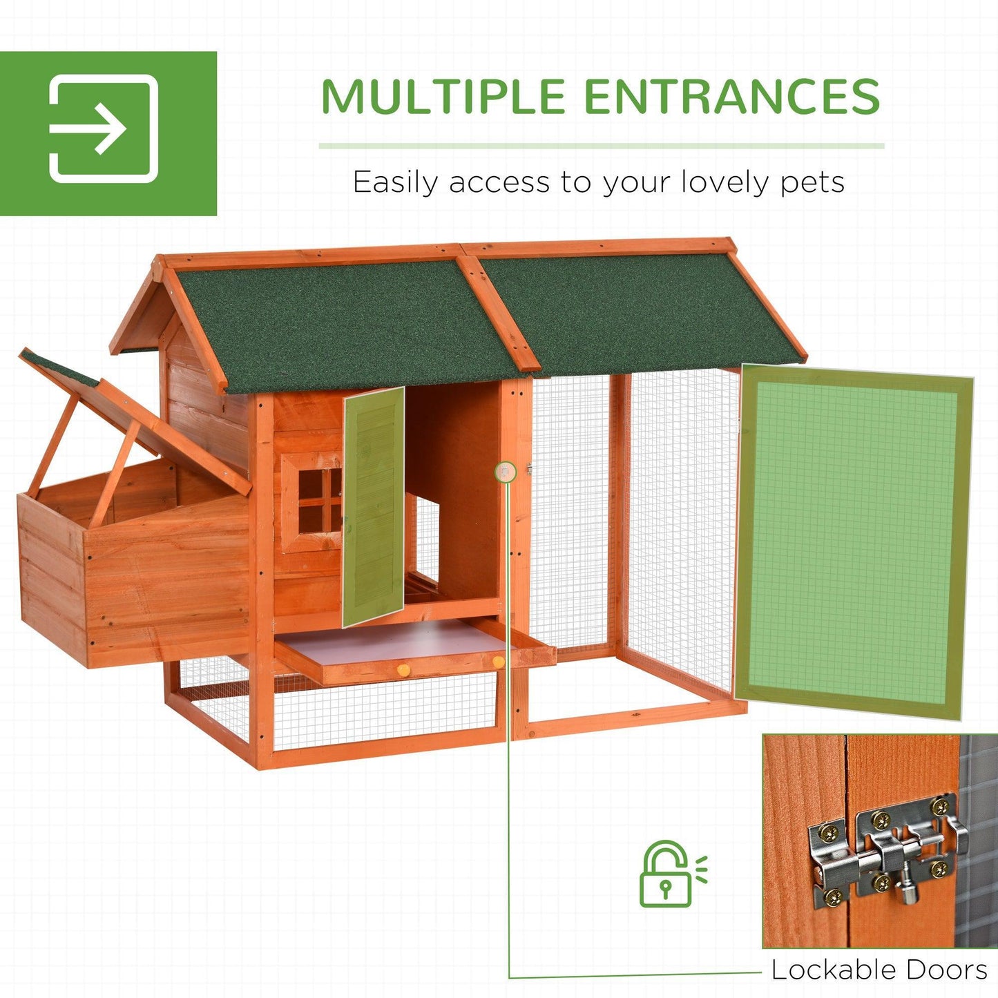 PawHut 170cm Chicken Coop with Nesting Box - ALL4U RETAILER LTD