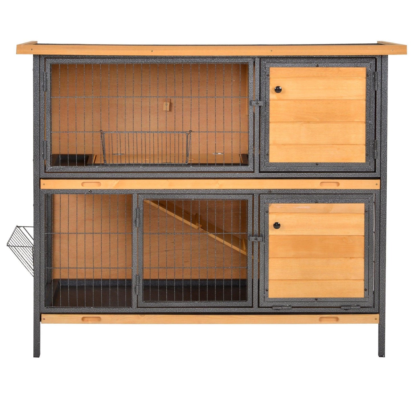 PawHut 2-Floor Rabbit Hutch with Metal Frame - ALL4U RETAILER LTD