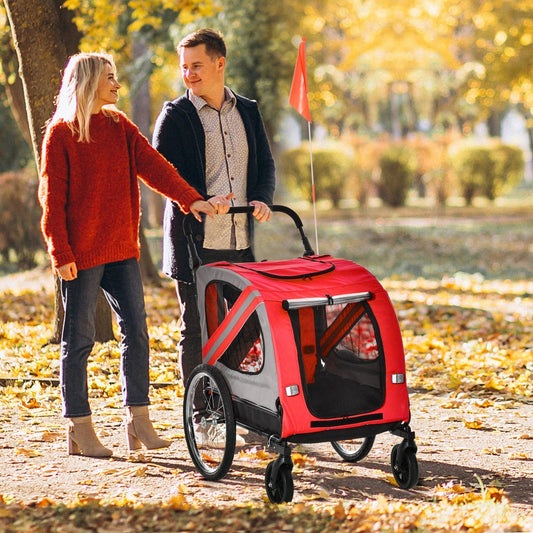 PawHut 2-in-1 Dog Bike Trailer: Easy Travel Solution - ALL4U RETAILER LTD