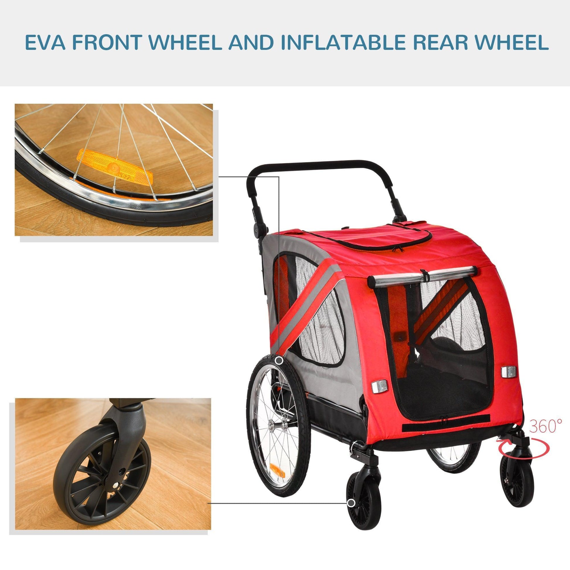 PawHut 2-in-1 Dog Bike Trailer: Easy Travel Solution - ALL4U RETAILER LTD