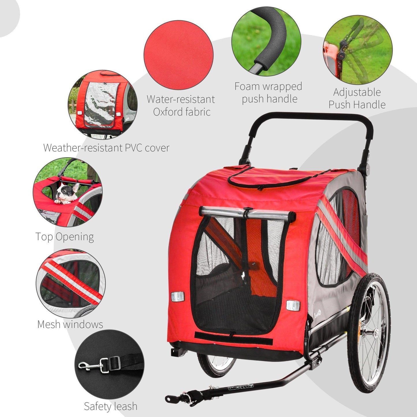 PawHut 2-in-1 Dog Bike Trailer: Easy Travel Solution - ALL4U RETAILER LTD