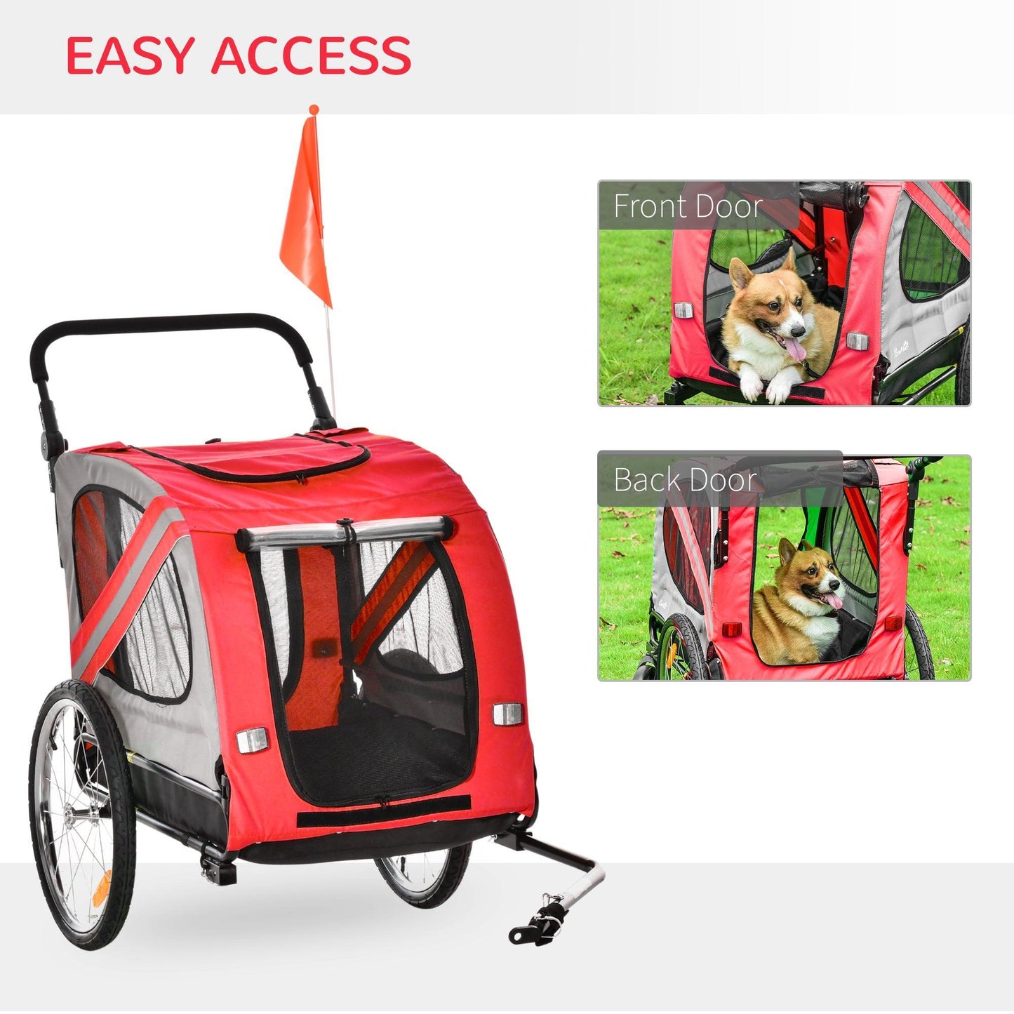 PawHut 2-in-1 Dog Bike Trailer: Easy Travel Solution - ALL4U RETAILER LTD