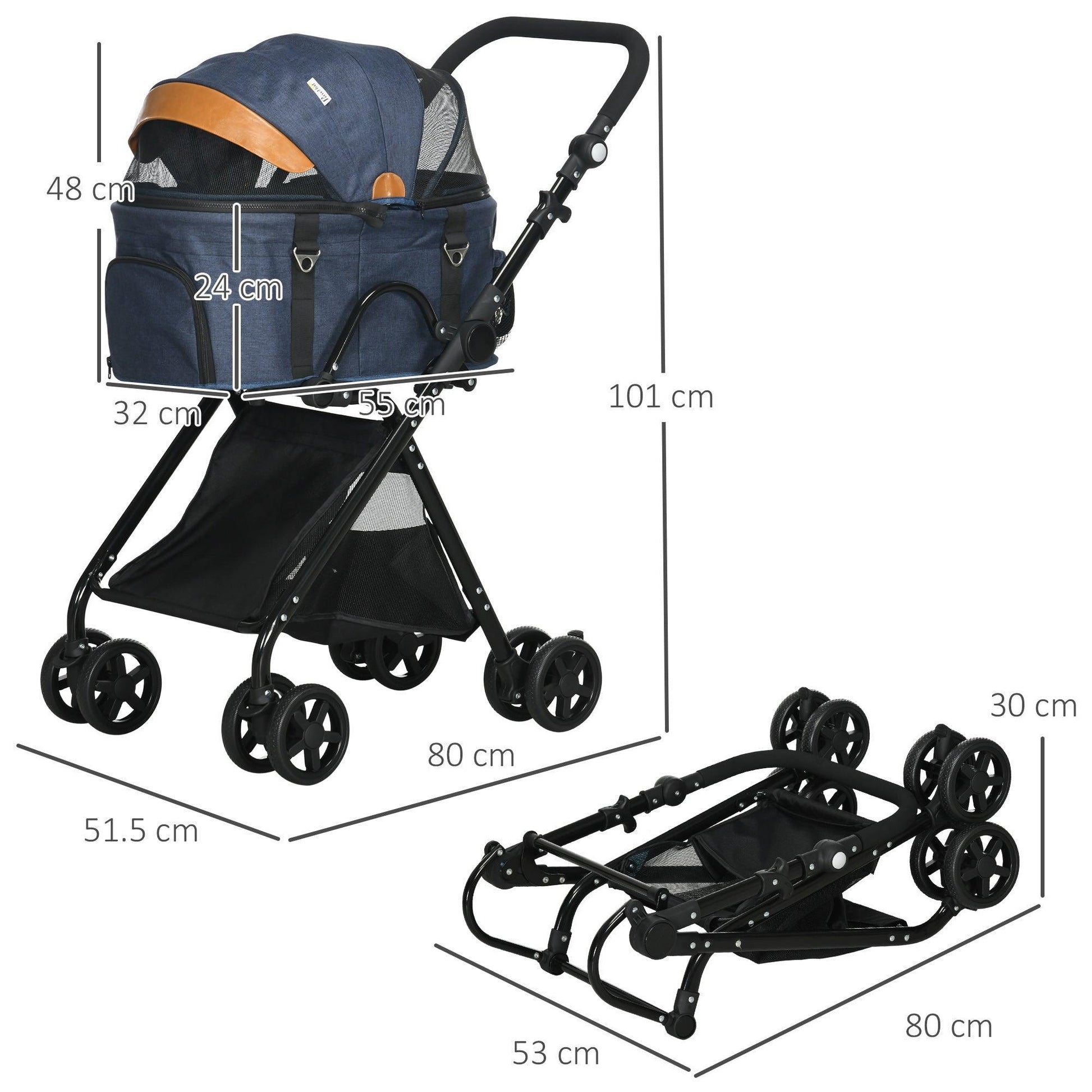 PawHut 2-in-1 Pet Stroller Ottoman: Blue/Orange - ALL4U RETAILER LTD