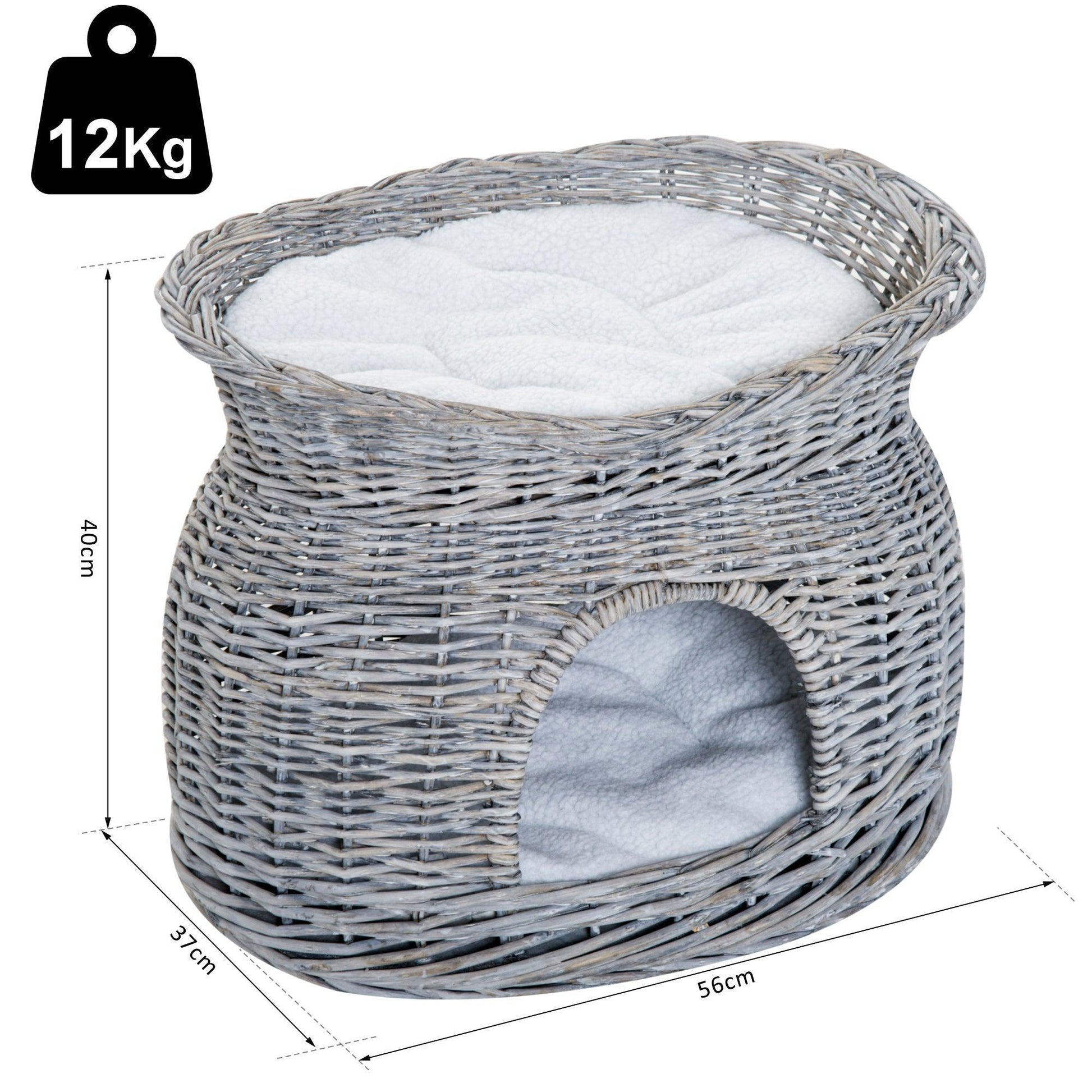 PawHut Cozy 2-Tier Cat Bed – Grey - ALL4U RETAILER LTD