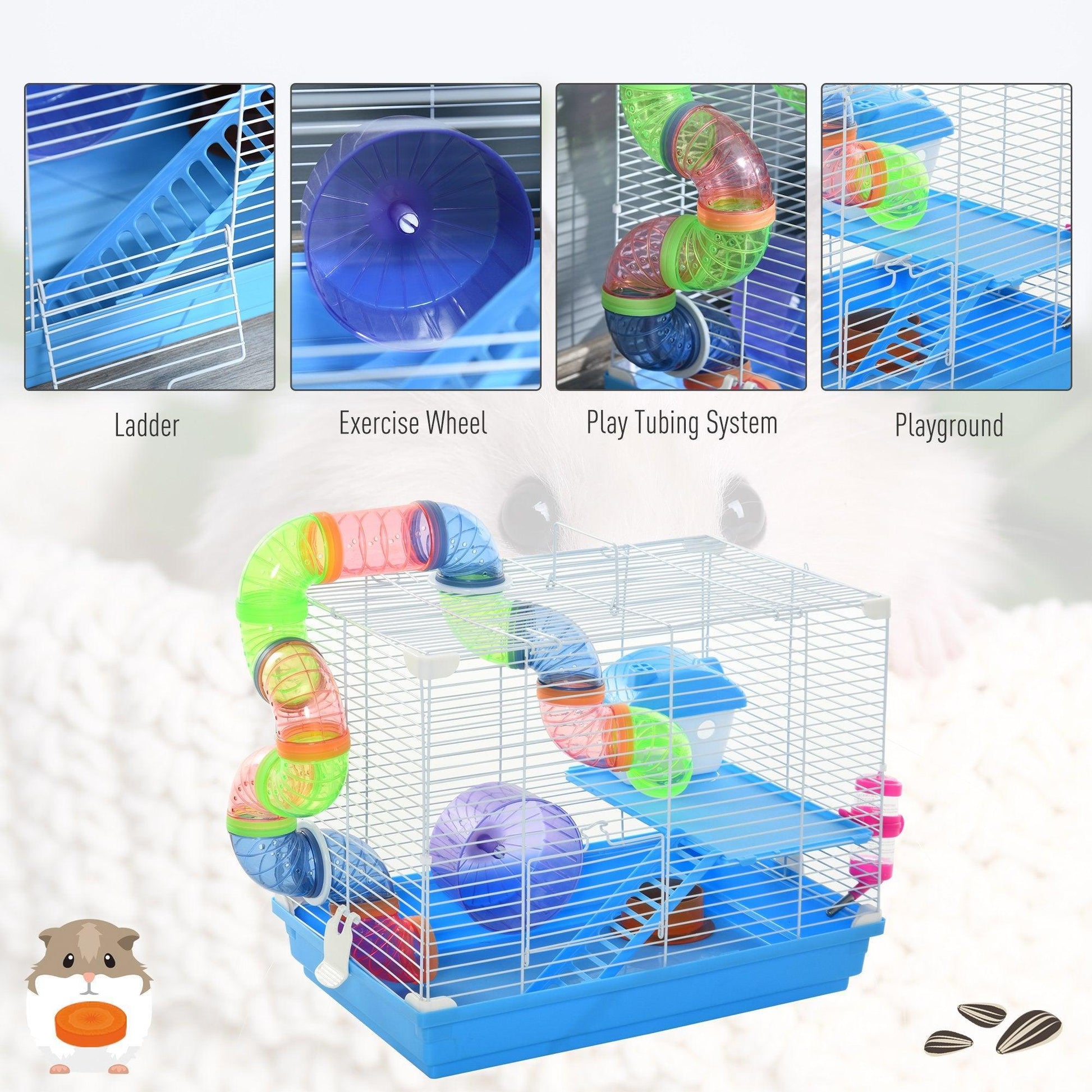 Pawhut Hamster Cage Carrier - Compact & Convenient - ALL4U RETAILER LTD