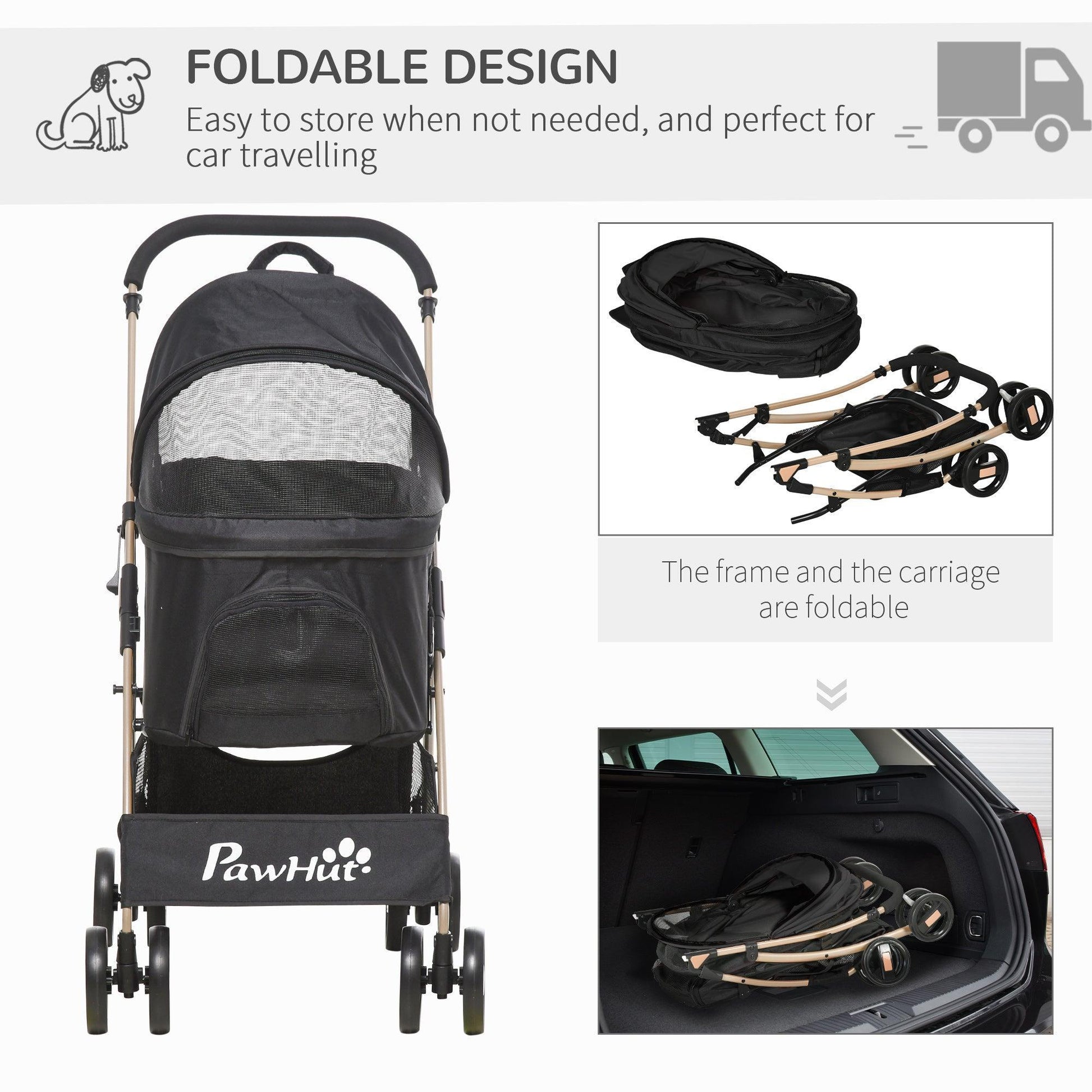 PawHut 3-in-1 Pet Stroller: Ultimate Convenience - ALL4U RETAILER LTD