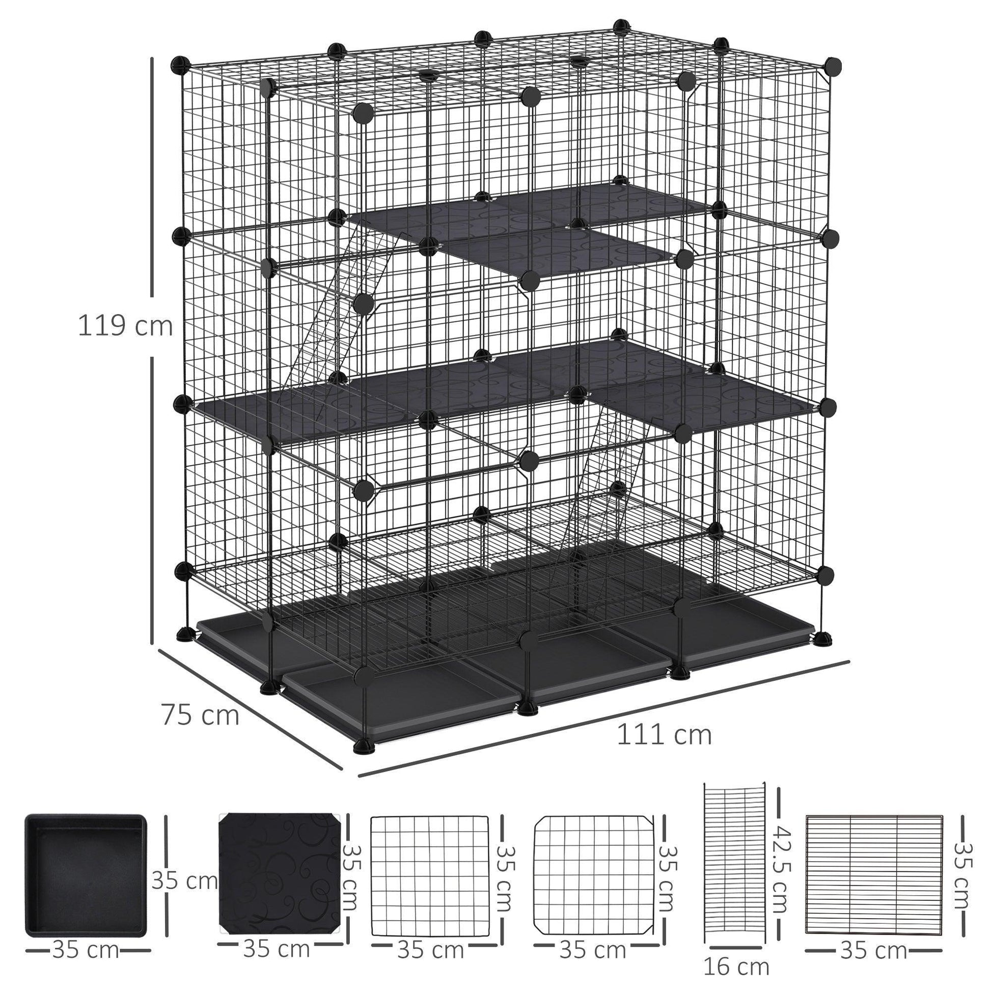 Pawhut 3-Level Metal Small Animal Cage - ALL4U RETAILER LTD