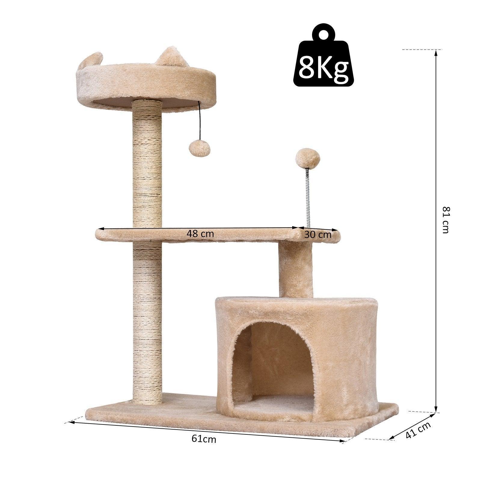 PawHut 3-Tier Cat Scratching Post - Beige - ALL4U RETAILER LTD