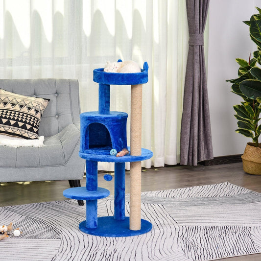 PawHut 3-Tier Cat Scratching Post Blue - ALL4U RETAILER LTD