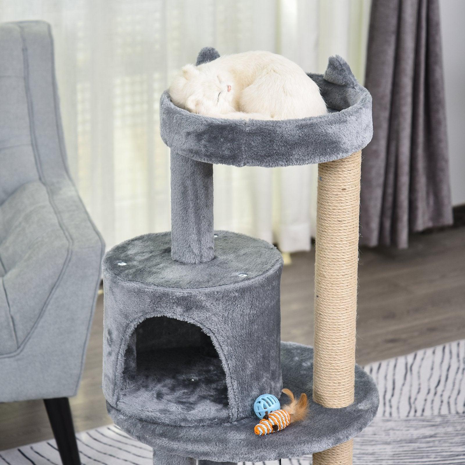 PawHut Deluxe Cat Tree with Scratching Posts and Fun Toys - ALL4U RETAILER LTD