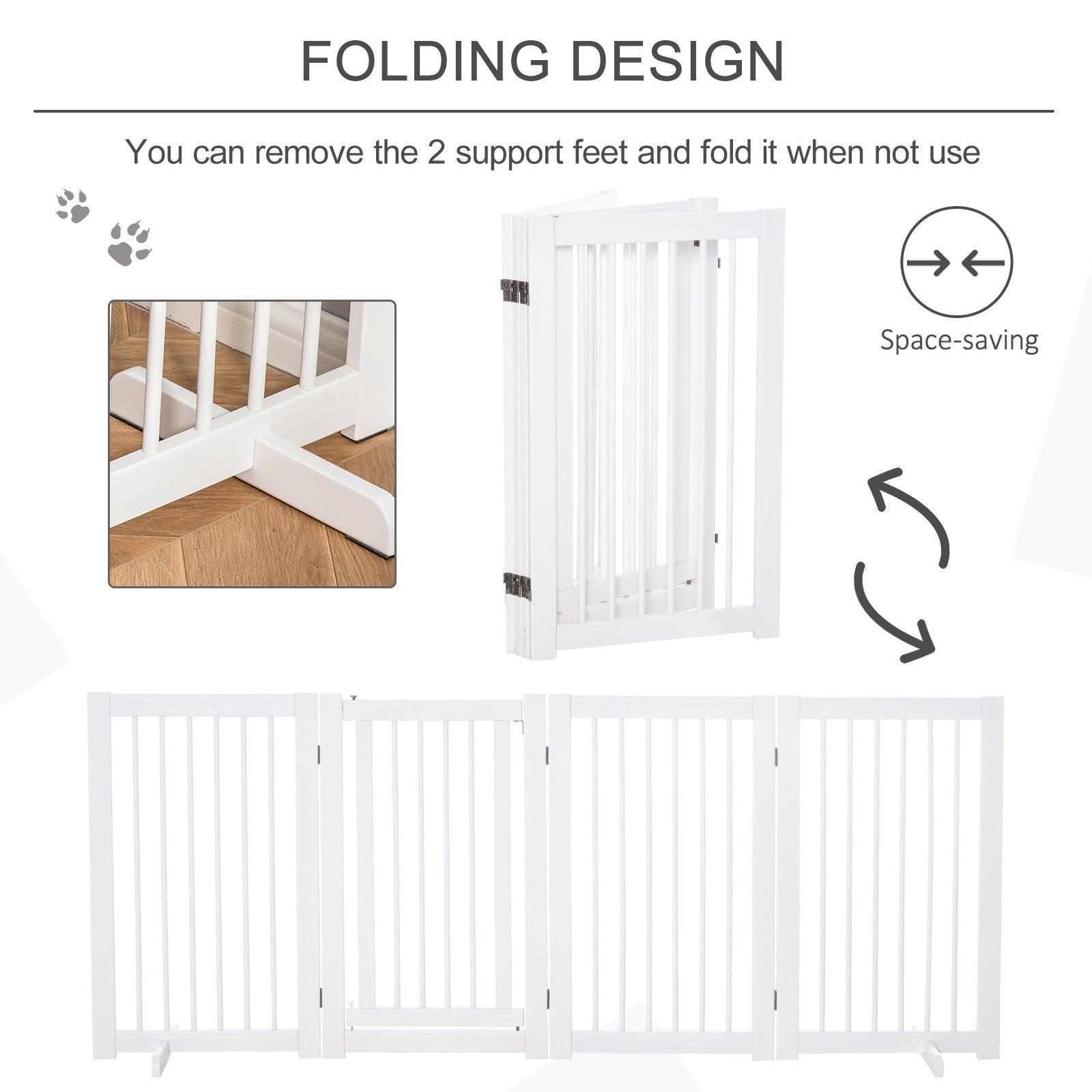 PawHut 4-Panel White Pet Gate – Foldable Safety Fence - ALL4U RETAILER LTD