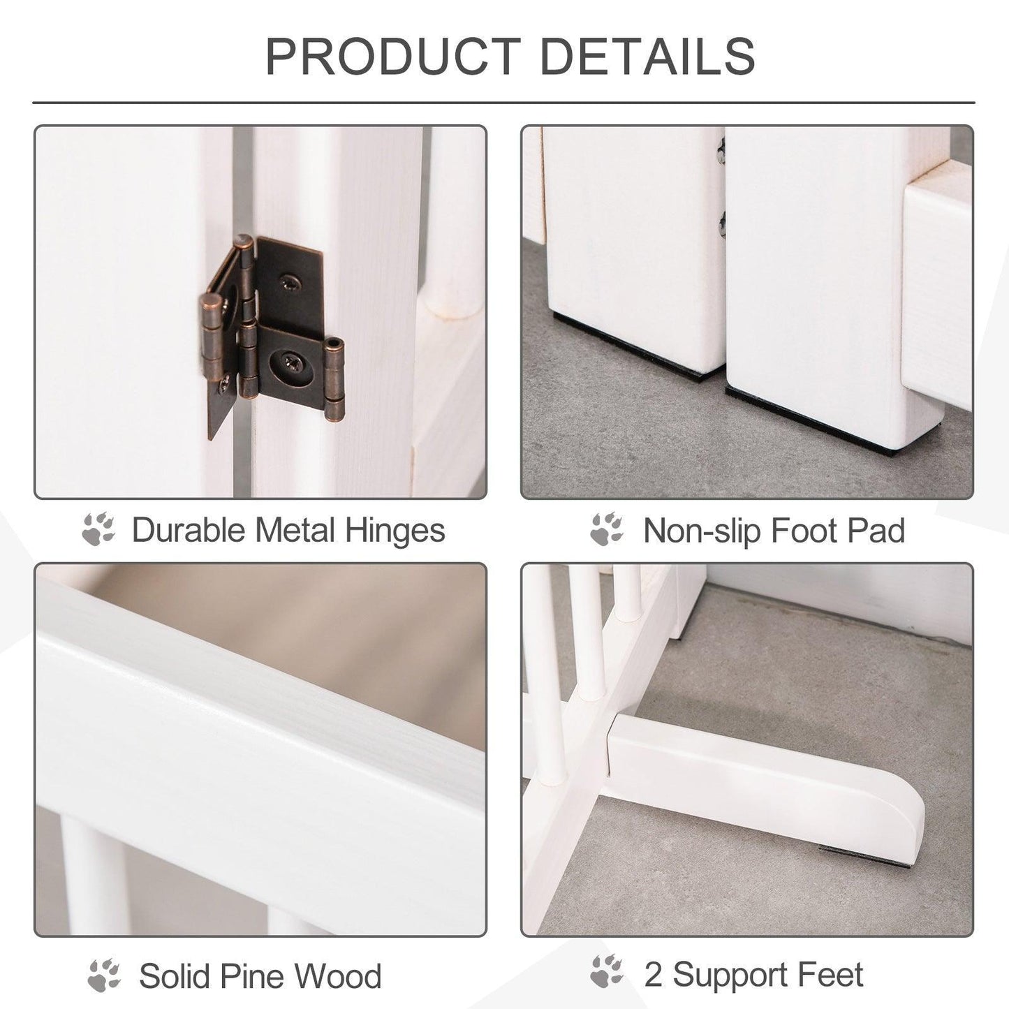 PawHut 4-Panel White Pet Gate – Foldable Safety Fence - ALL4U RETAILER LTD