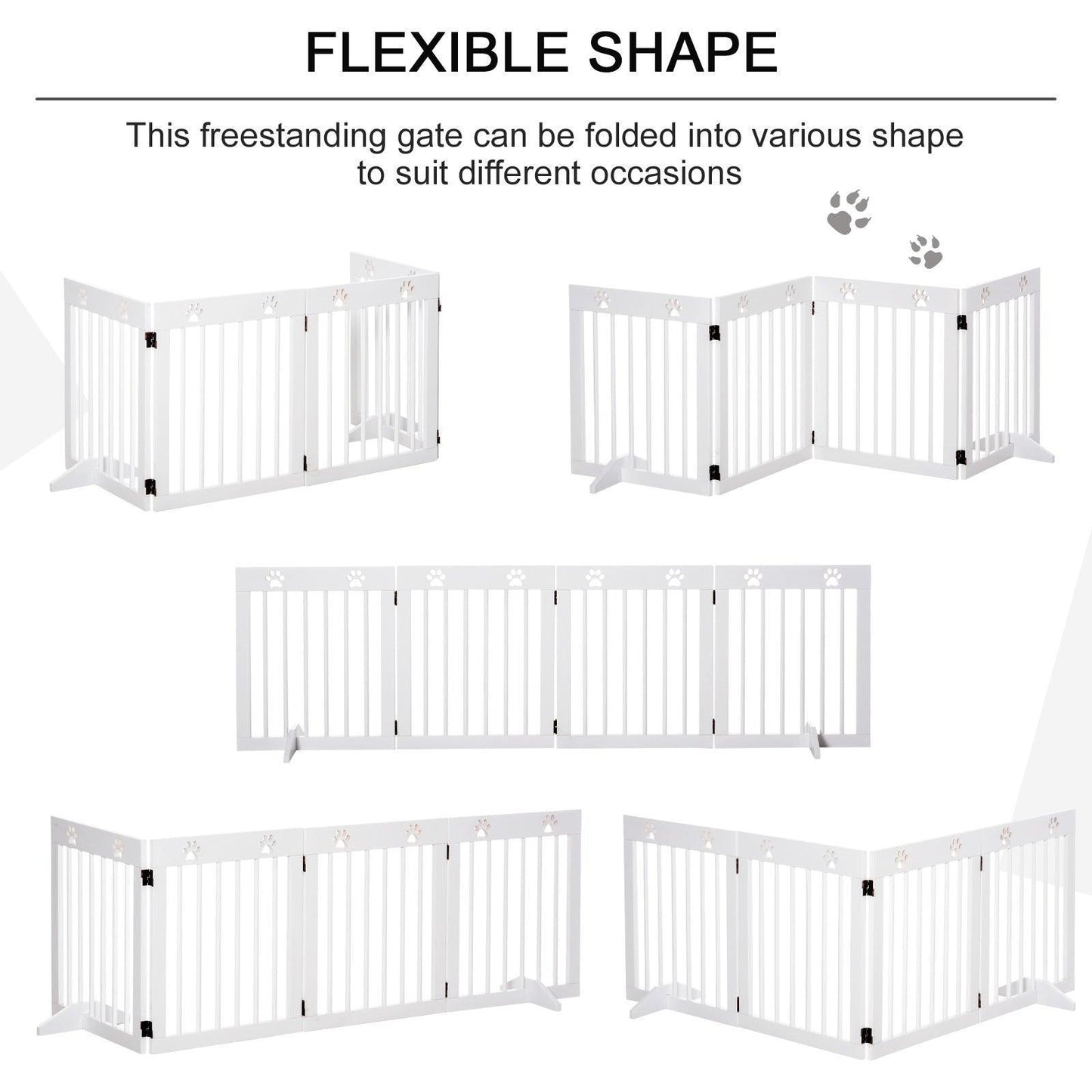 PawHut 4-Panel Wooden Dog Gate - Freestanding Stair Barrier - ALL4U RETAILER LTD