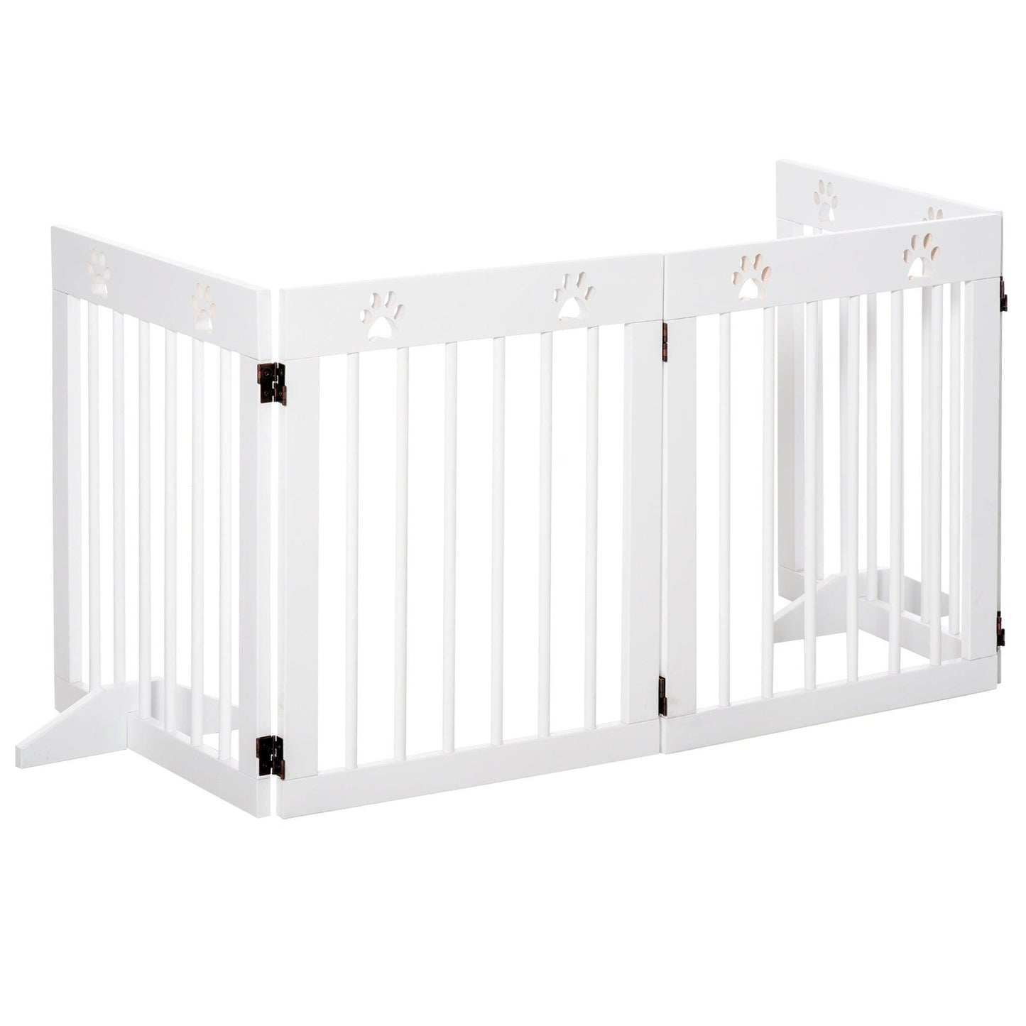 PawHut 4-Panel Wooden Dog Gate - Freestanding Stair Barrier - ALL4U RETAILER LTD