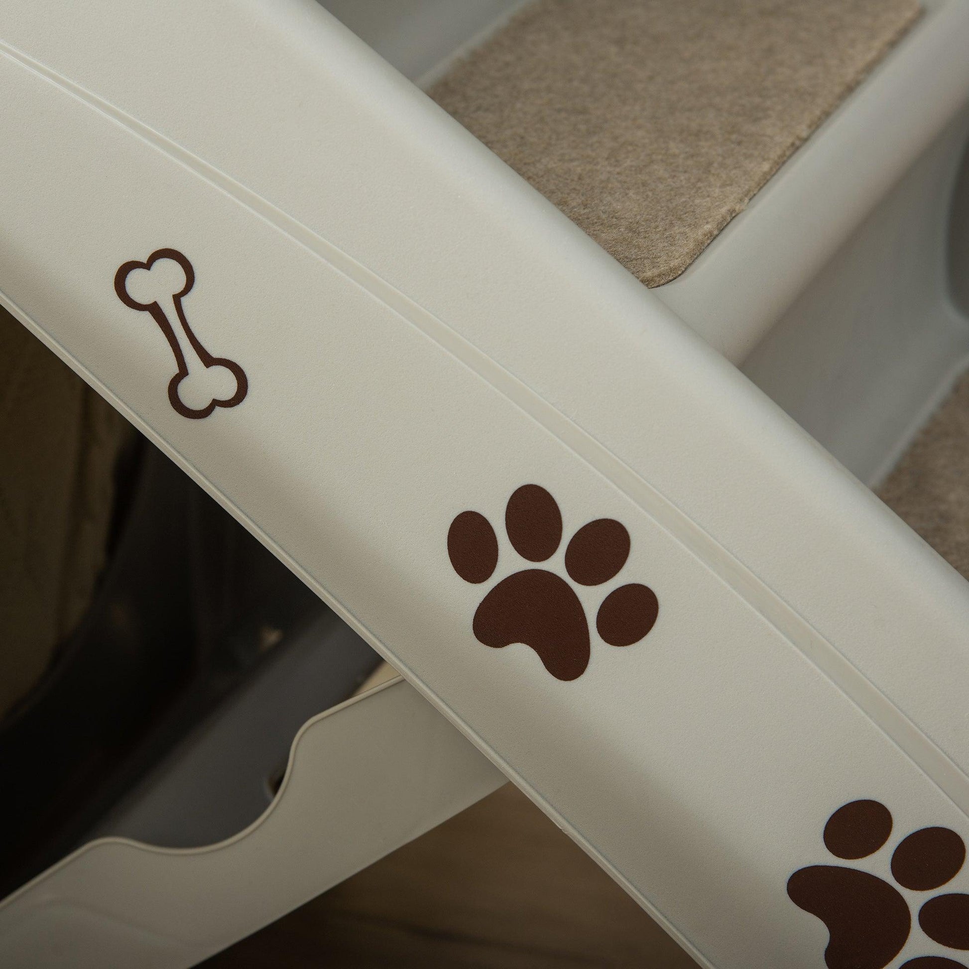 PawHut 4-Step Pet Stairs, Ideal for Cats & Small Dogs, Non-slip, Grey - ALL4U RETAILER LTD