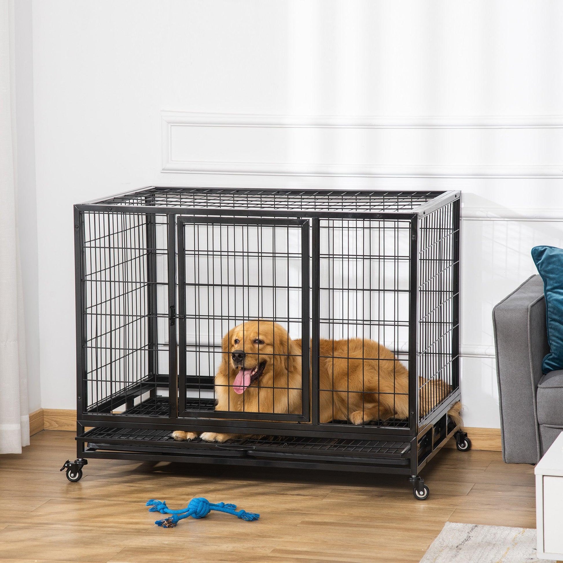 PawHut 43" Dog Crate: Heavy Duty & Portable - ALL4U RETAILER LTD