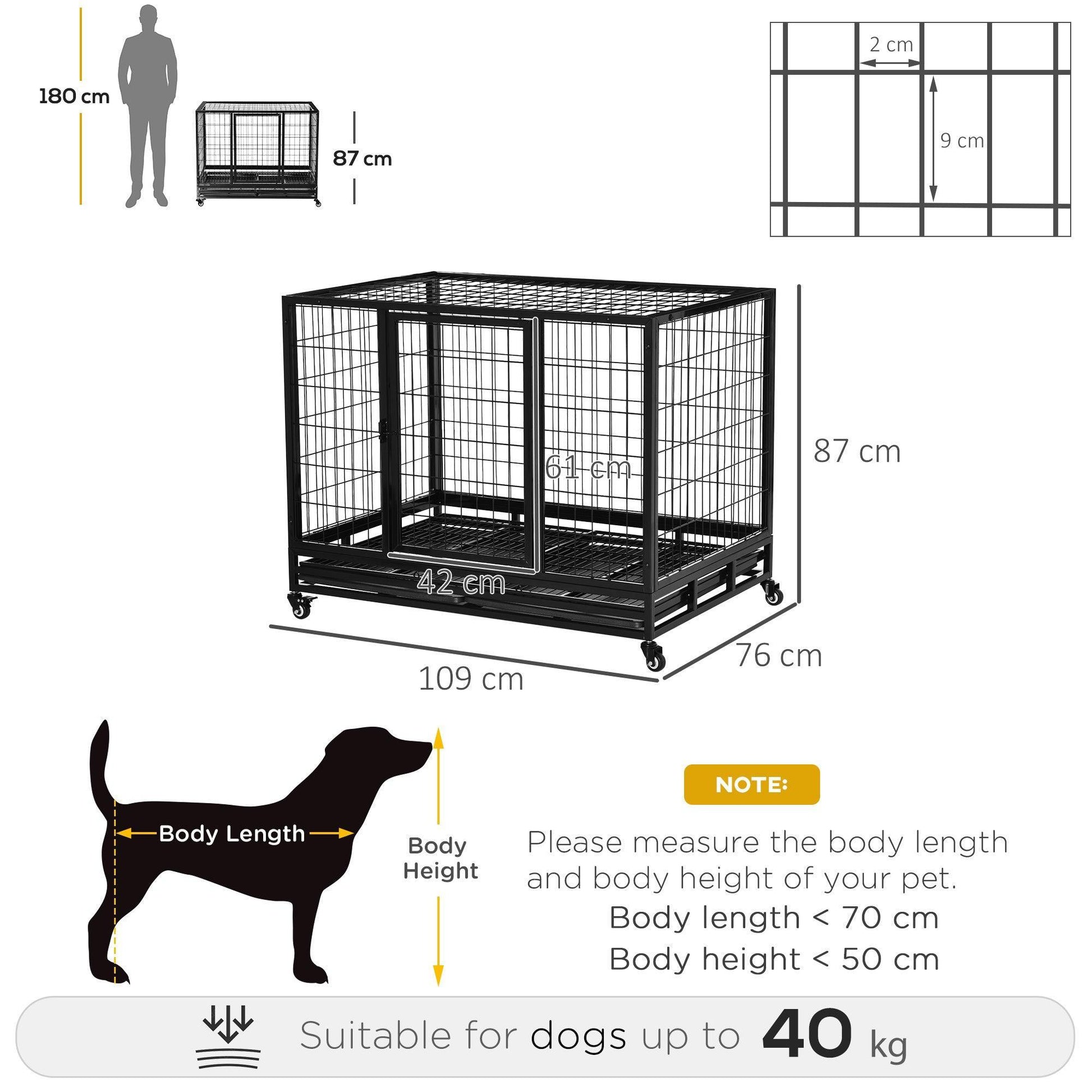 PawHut 43" Dog Crate: Heavy Duty & Portable - ALL4U RETAILER LTD