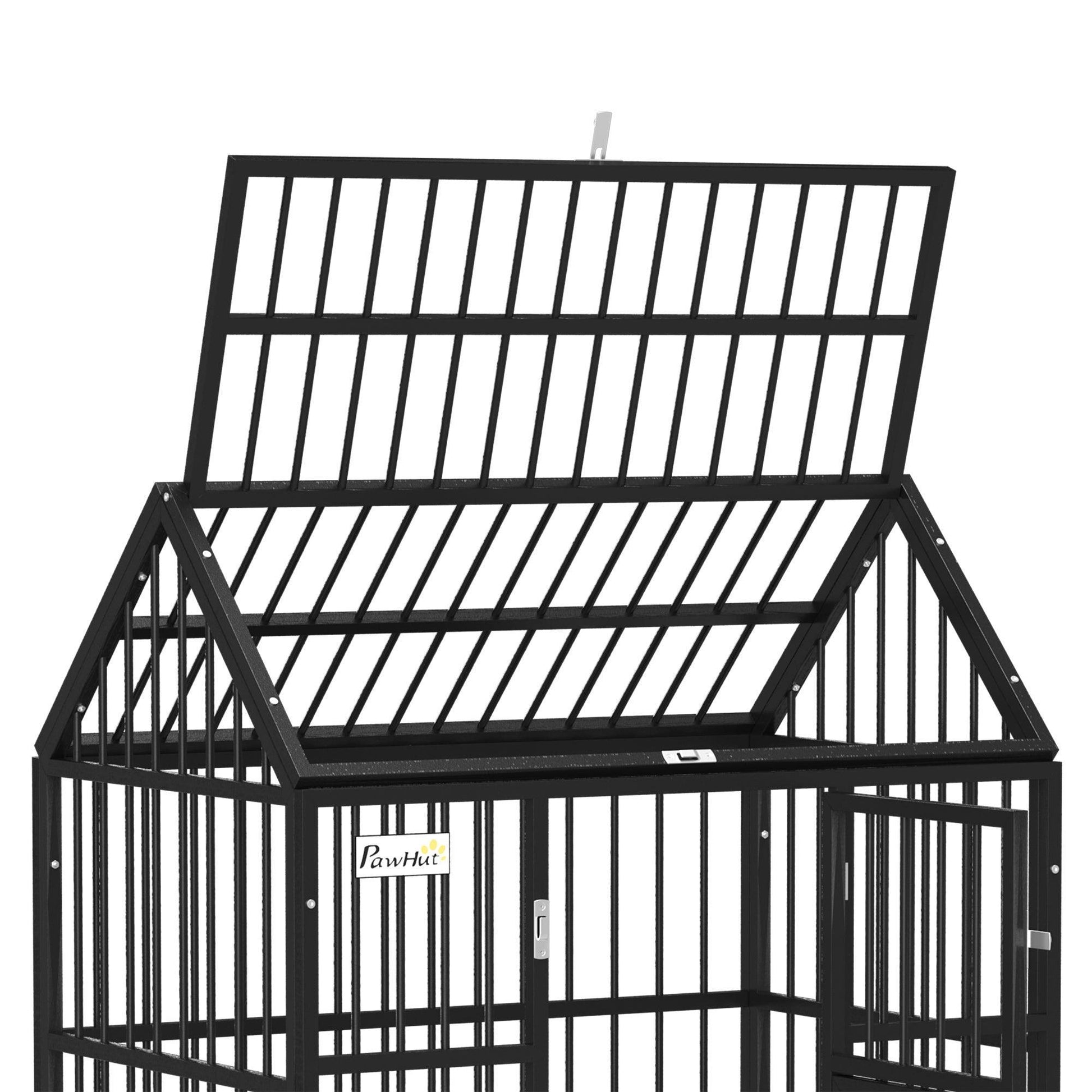 PawHut 43 Dog Crate on Wheels - Removable Tray, Openable Top - ALL4U RETAILER LTD