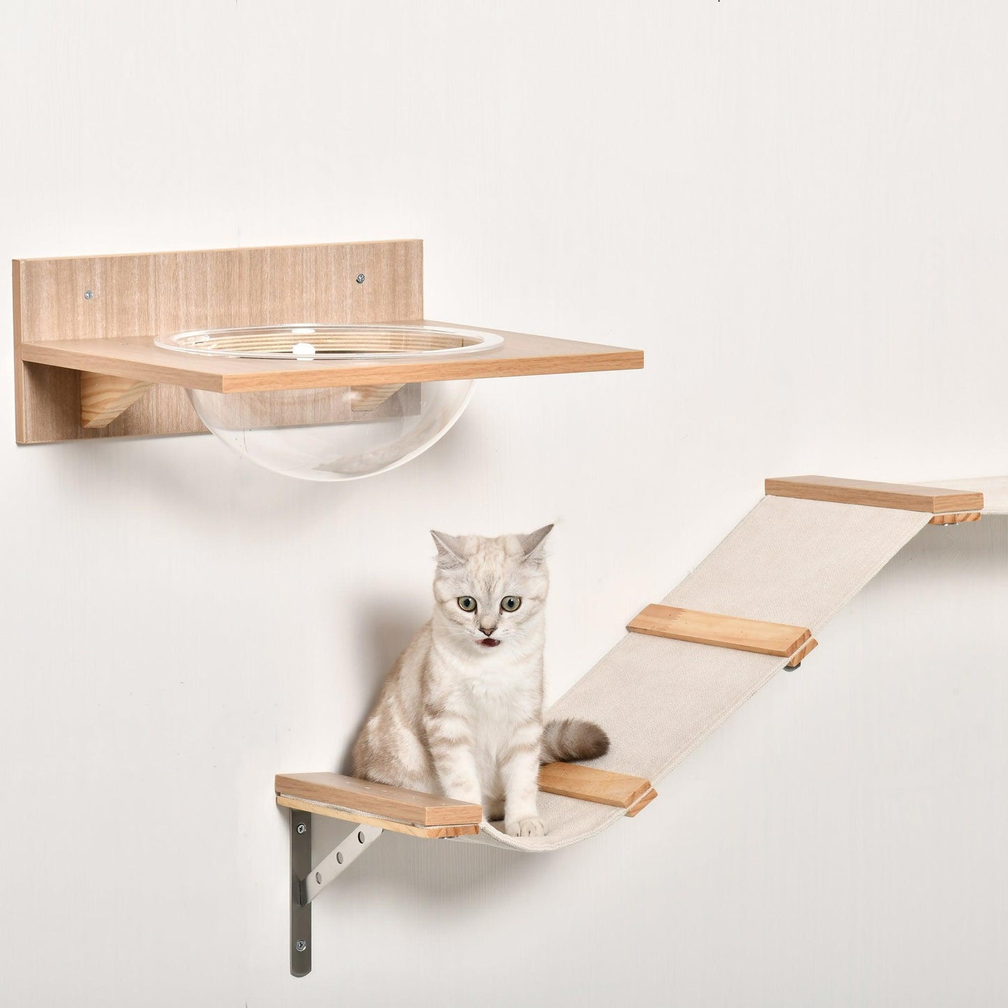 PawHut 4PCs Wall Cat Climbing Shelf Set - ALL4U RETAILER LTD