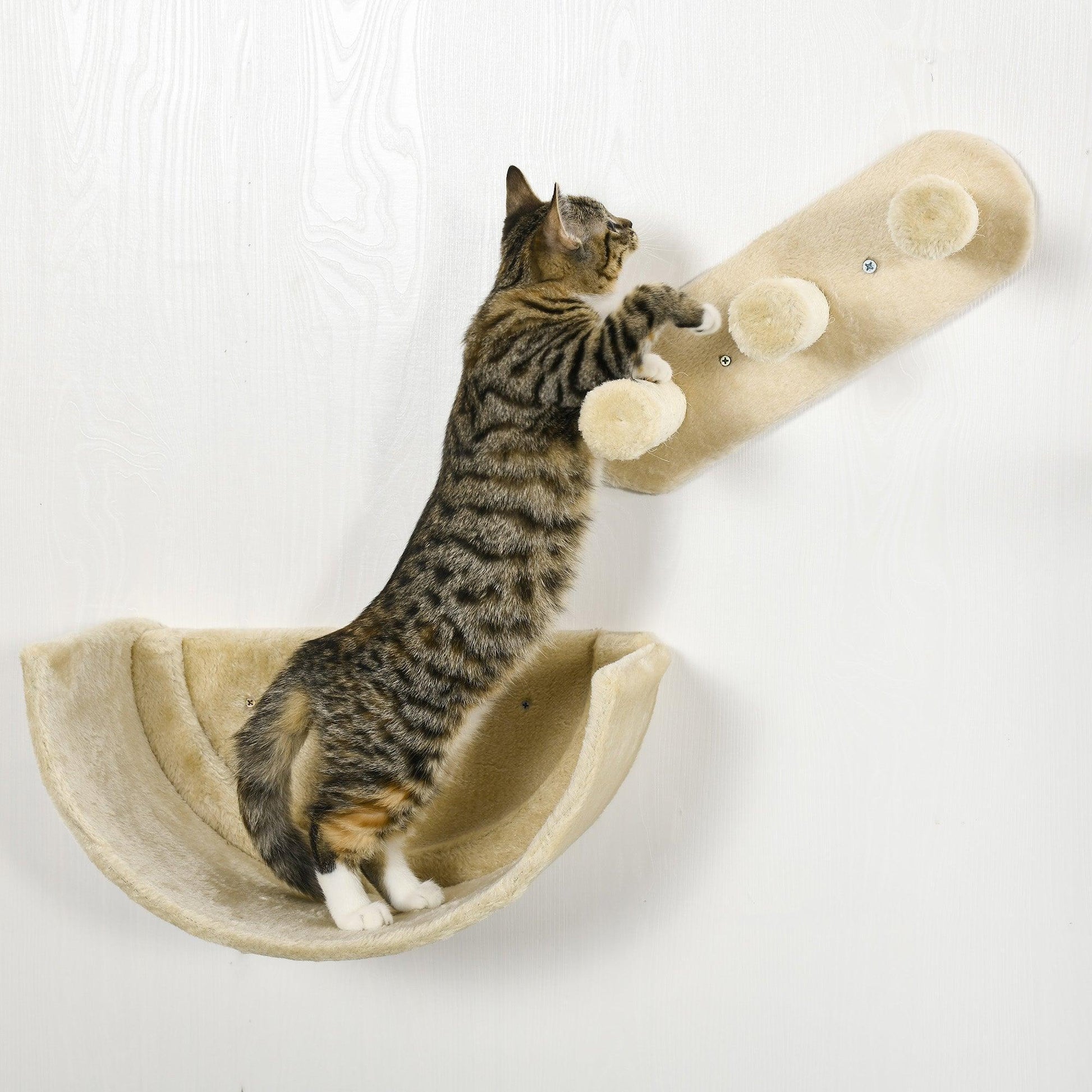 PawHut Cat Climbing Shelf Set: Wall-mounted, Beige - ALL4U RETAILER LTD