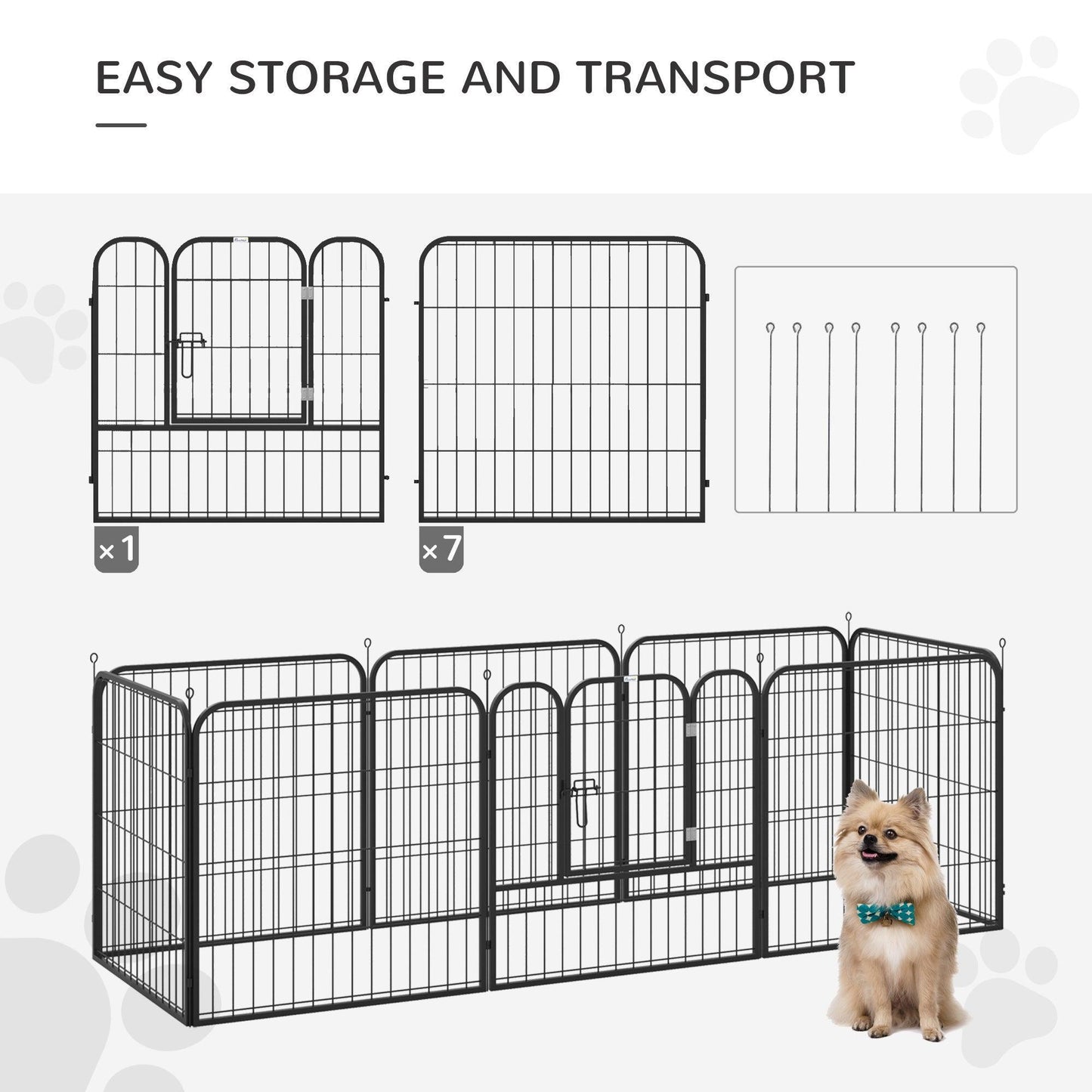 PawHut 8 Panel Puppy Playpen - Foldable & Versatile - ALL4U RETAILER LTD