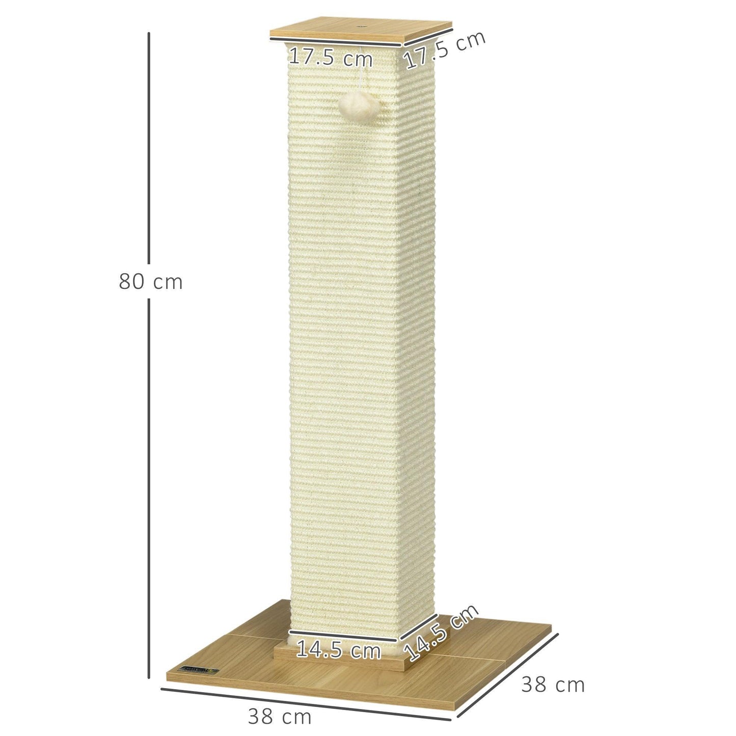 PawHut 80cm Scratching Post Cat Tree with Play Ball - Sisal Rope - ALL4U RETAILER LTD