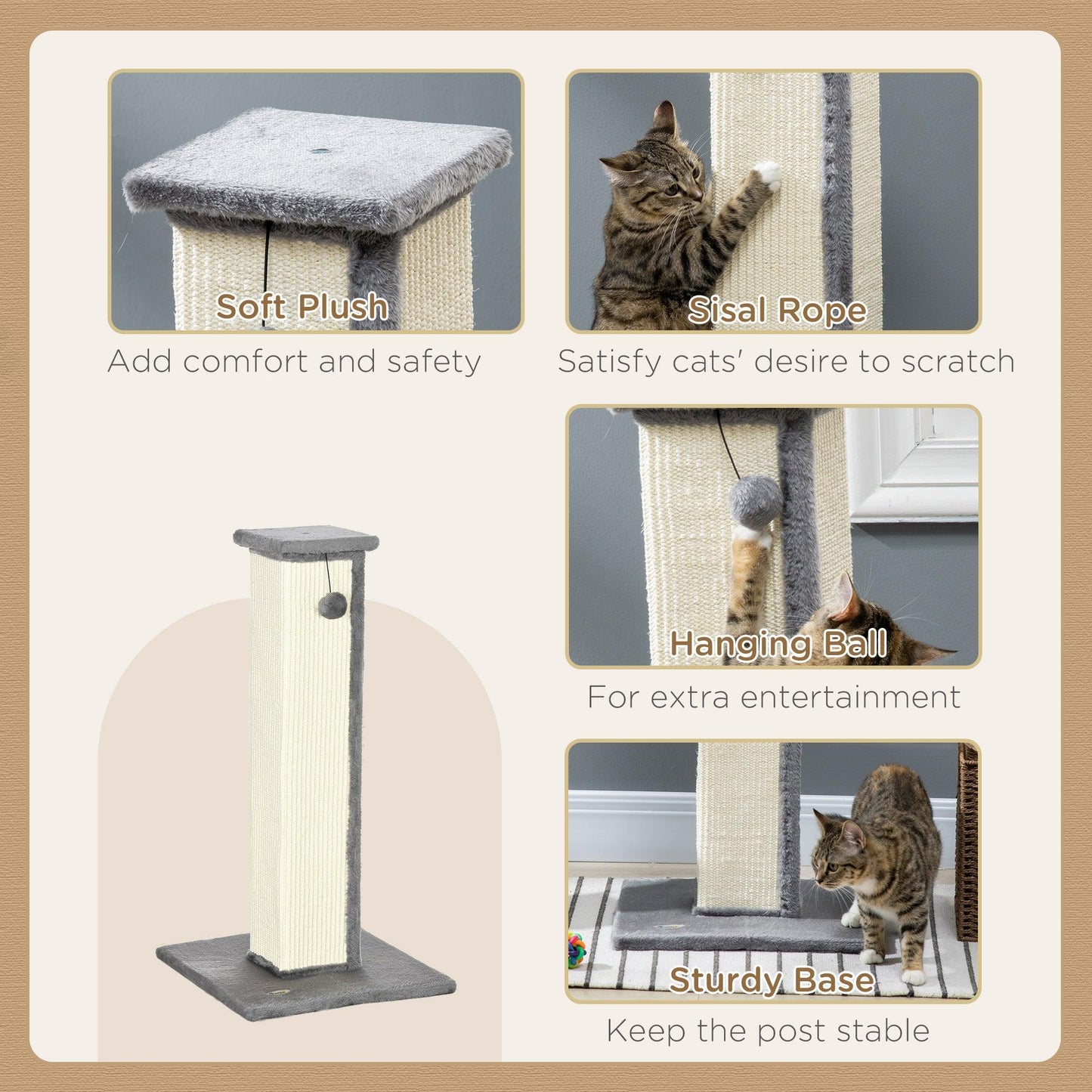 PawHut 81cm Cat Scratcher: Sleek & Fun - ALL4U RETAILER LTD