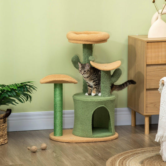 PawHut 83cm Cat Tree: Cozy Climbing Tower & Scratching Post - ALL4U RETAILER LTD