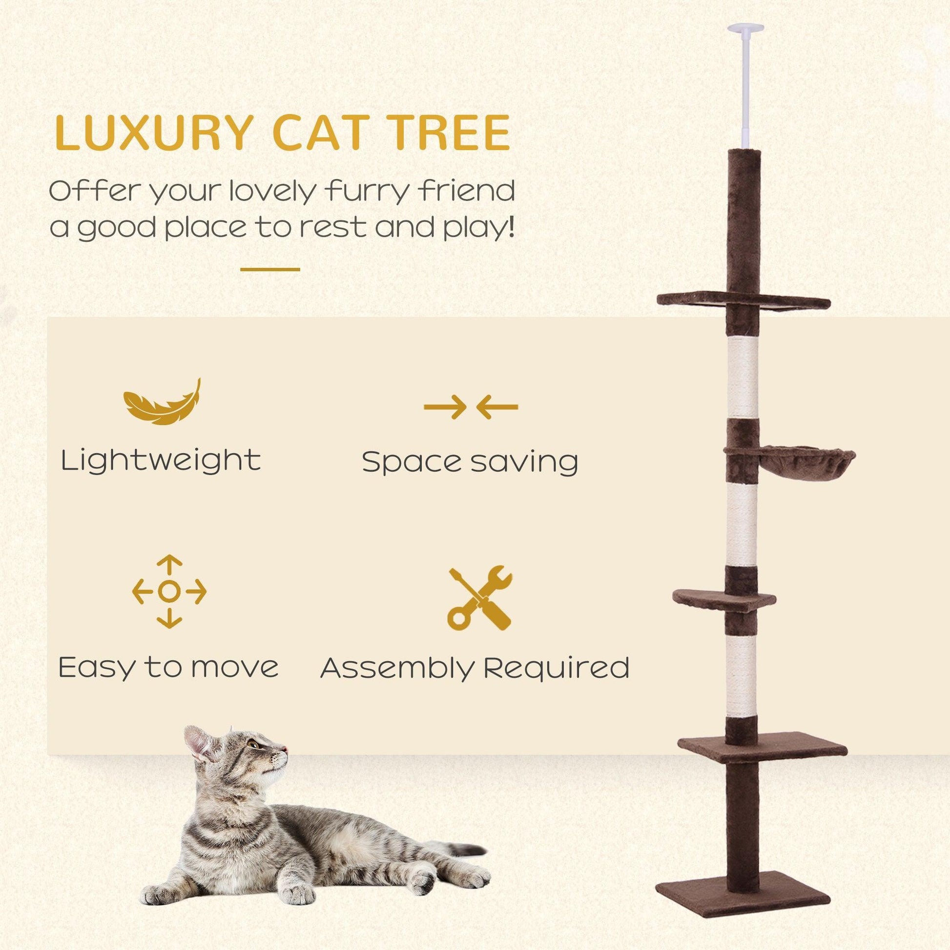 PawHut Adjustable Cat Climbing Tower 260cm - ALL4U RETAILER LTD