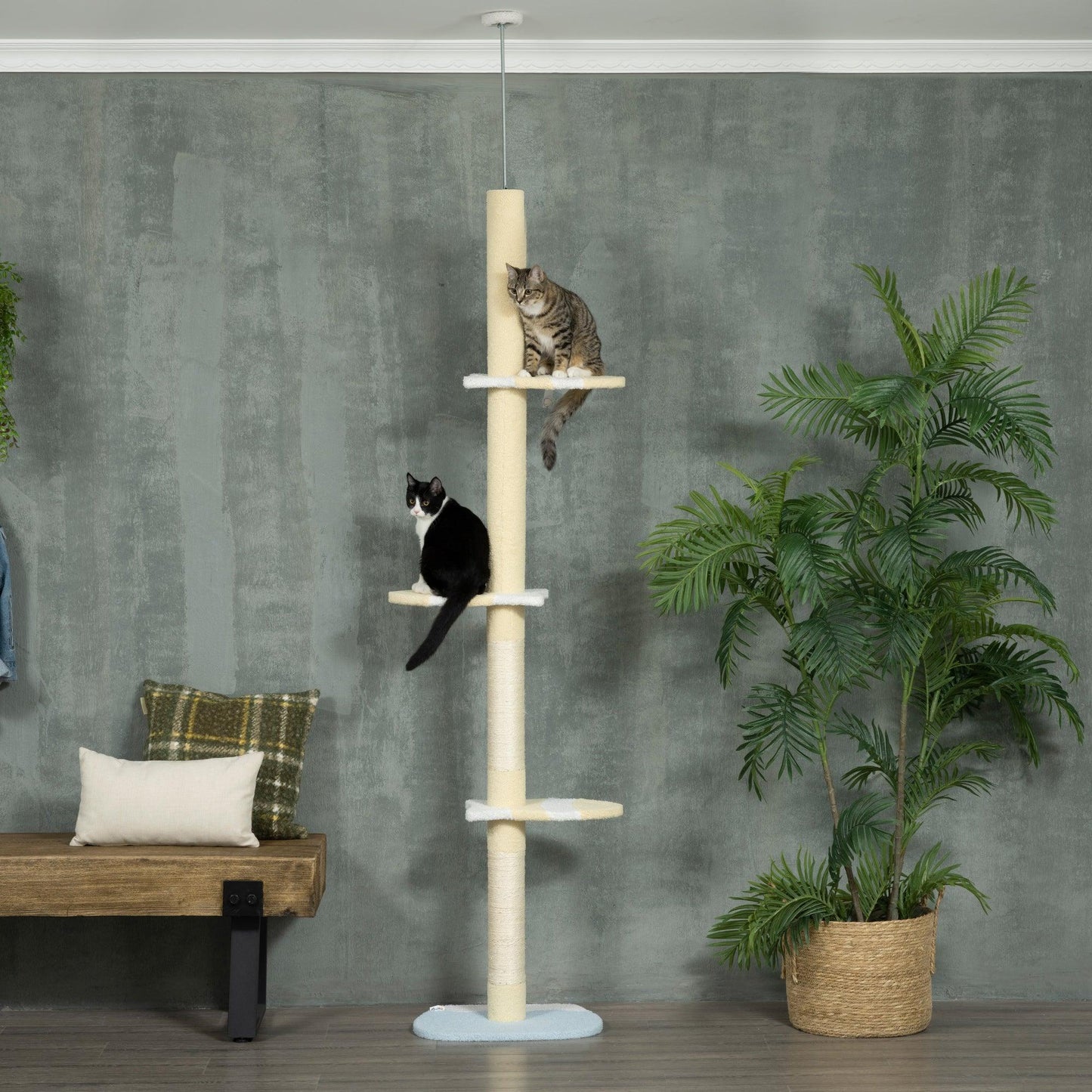 PawHut Adjustable Cat Tower with Scratching Post - ALL4U RETAILER LTD