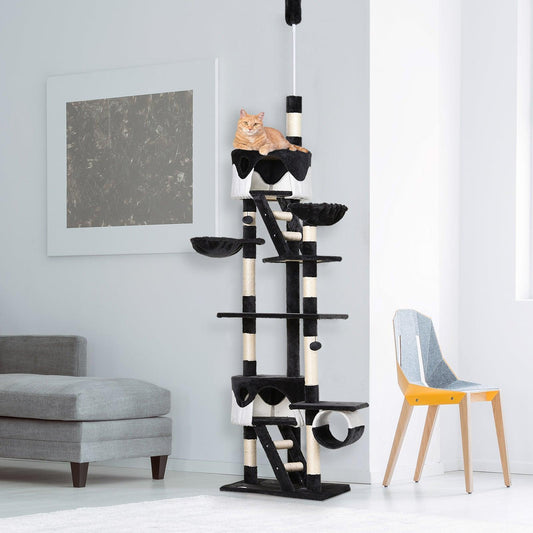 Pawhut Adjustable Cat Tree - Grey & White - ALL4U RETAILER LTD