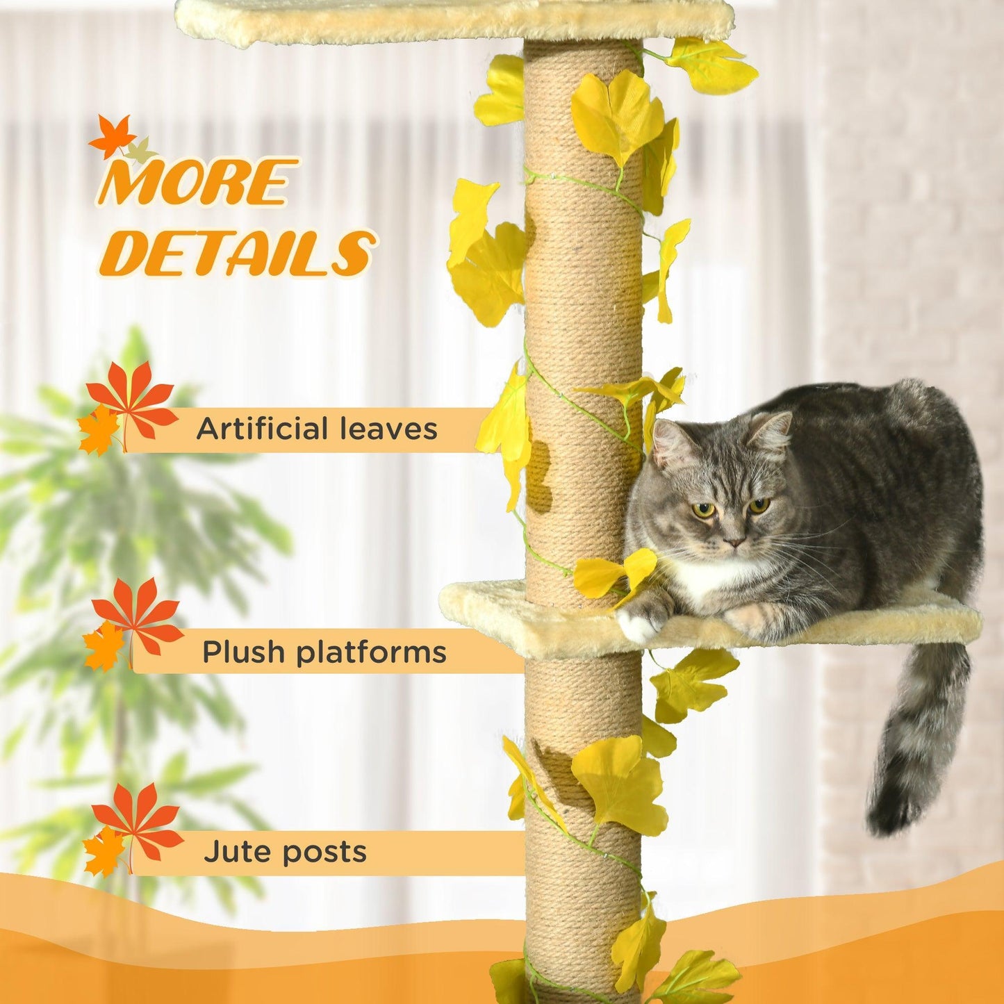 PawHut Adjustable Cat Tree with Scratching Post - ALL4U RETAILER LTD