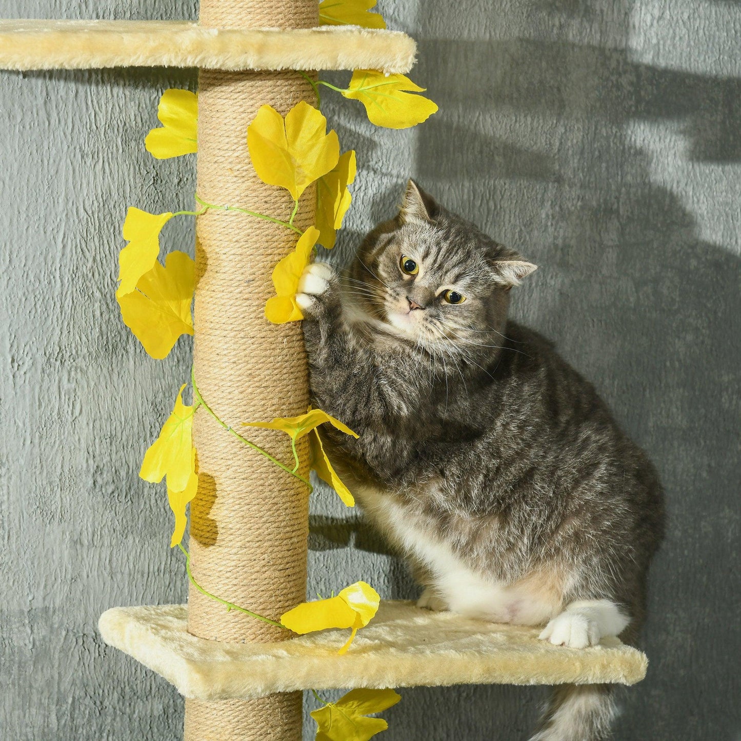 PawHut Adjustable Cat Tree with Scratching Post - ALL4U RETAILER LTD