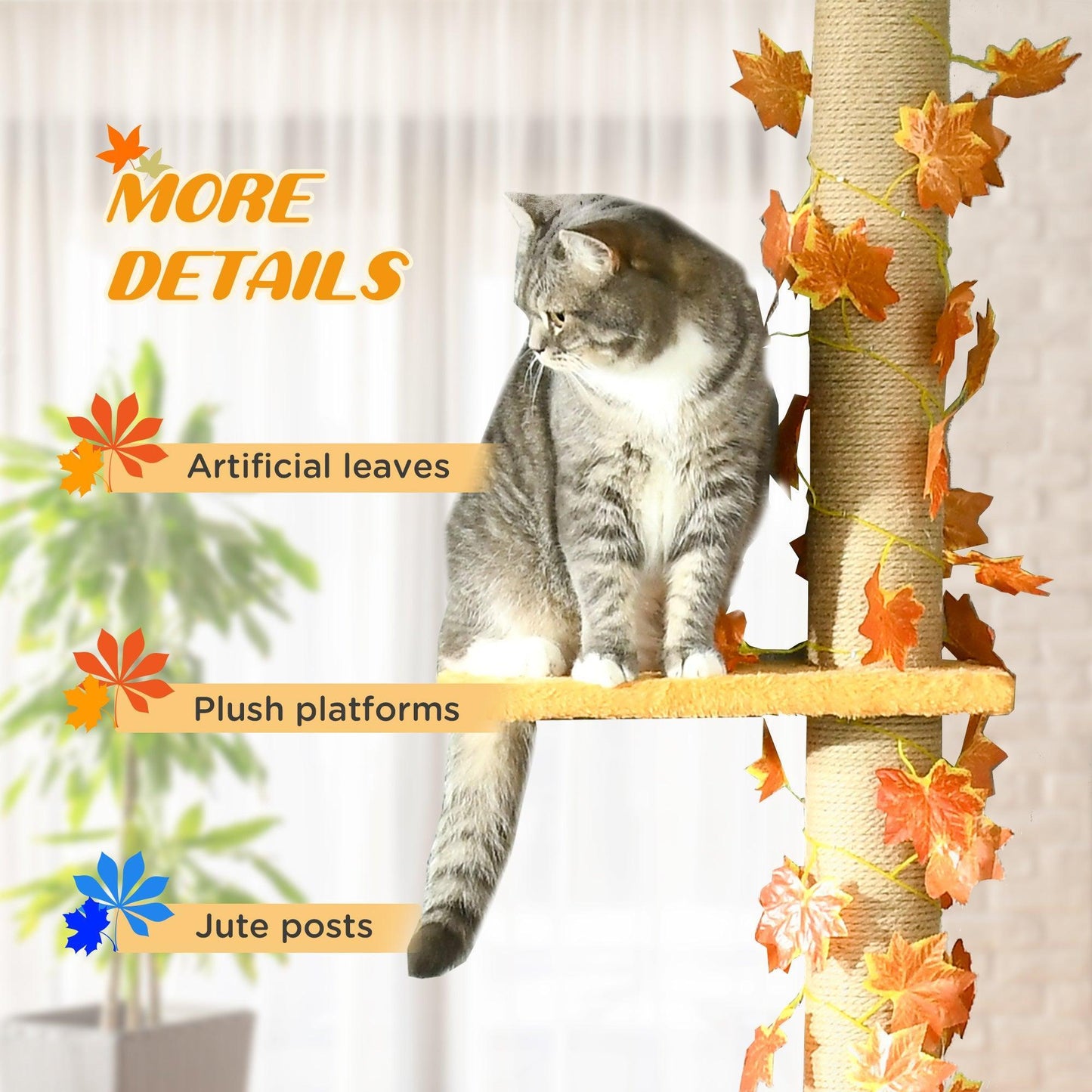 PawHut Adjustable Cat Tree with Scratching Post & Platforms - ALL4U RETAILER LTD