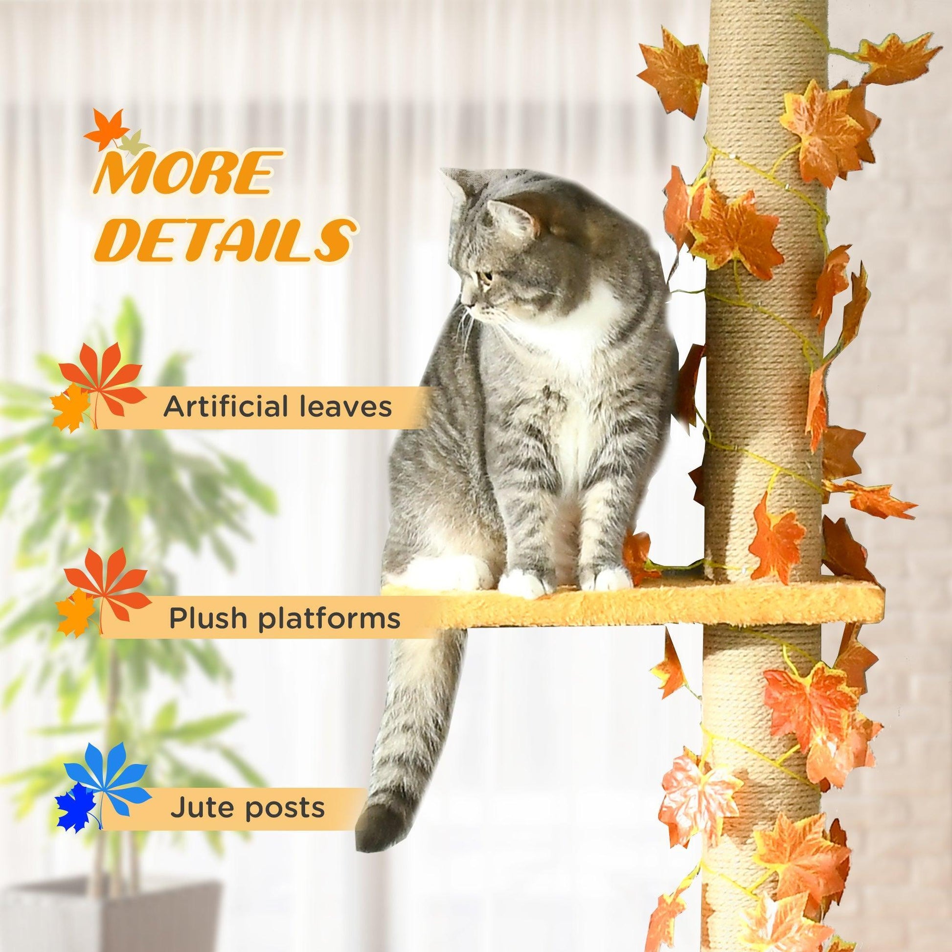 PawHut Adjustable Cat Tree with Scratching Post & Platforms - ALL4U RETAILER LTD