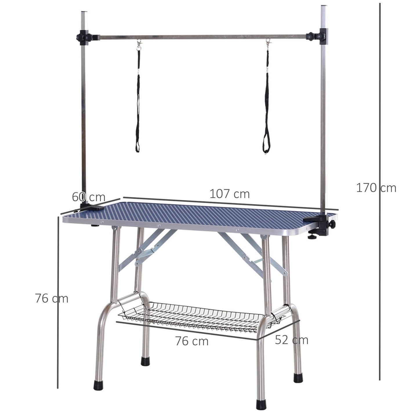 PawHut Adjustable Dog Grooming Table - Blue, 107x60cm - ALL4U RETAILER LTD