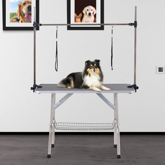 PawHut Adjustable Dog Grooming Table with 2 Safety Slings - ALL4U RETAILER LTD
