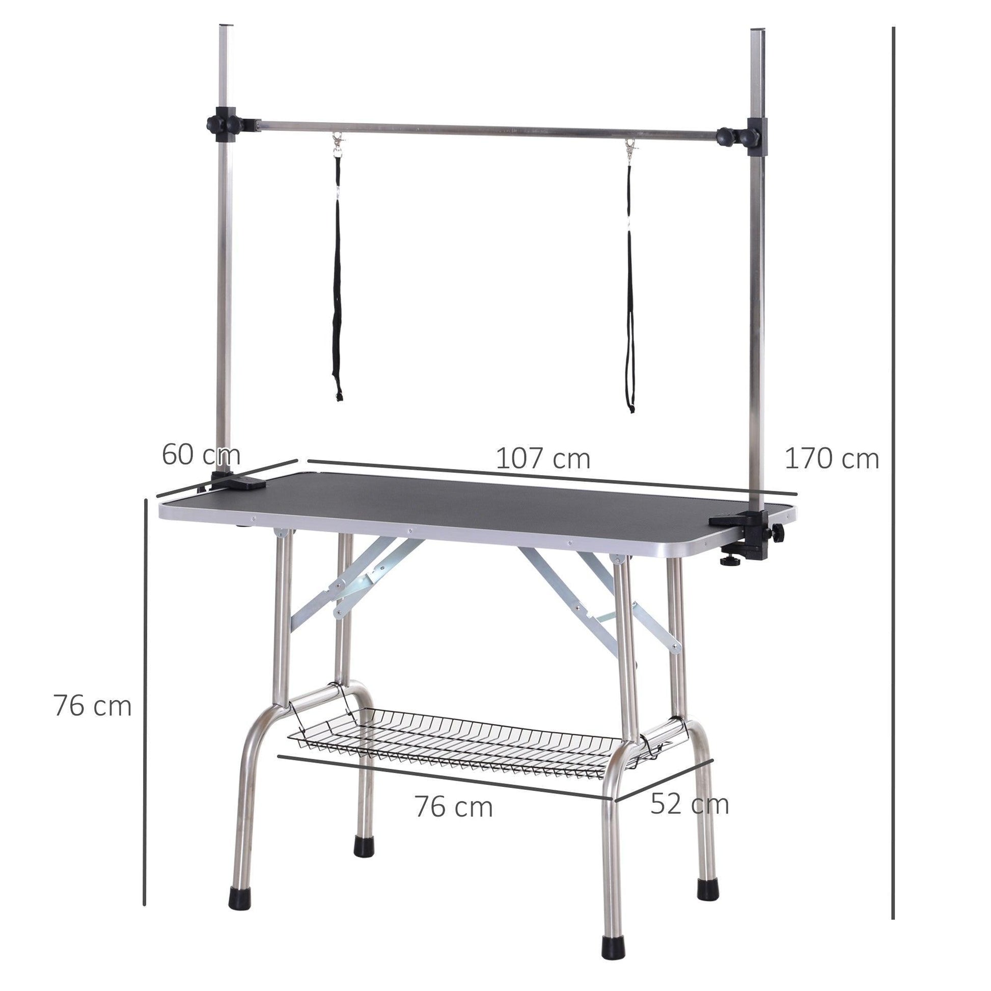 PawHut Adjustable Dog Grooming Table with 2 Safety Slings - ALL4U RETAILER LTD