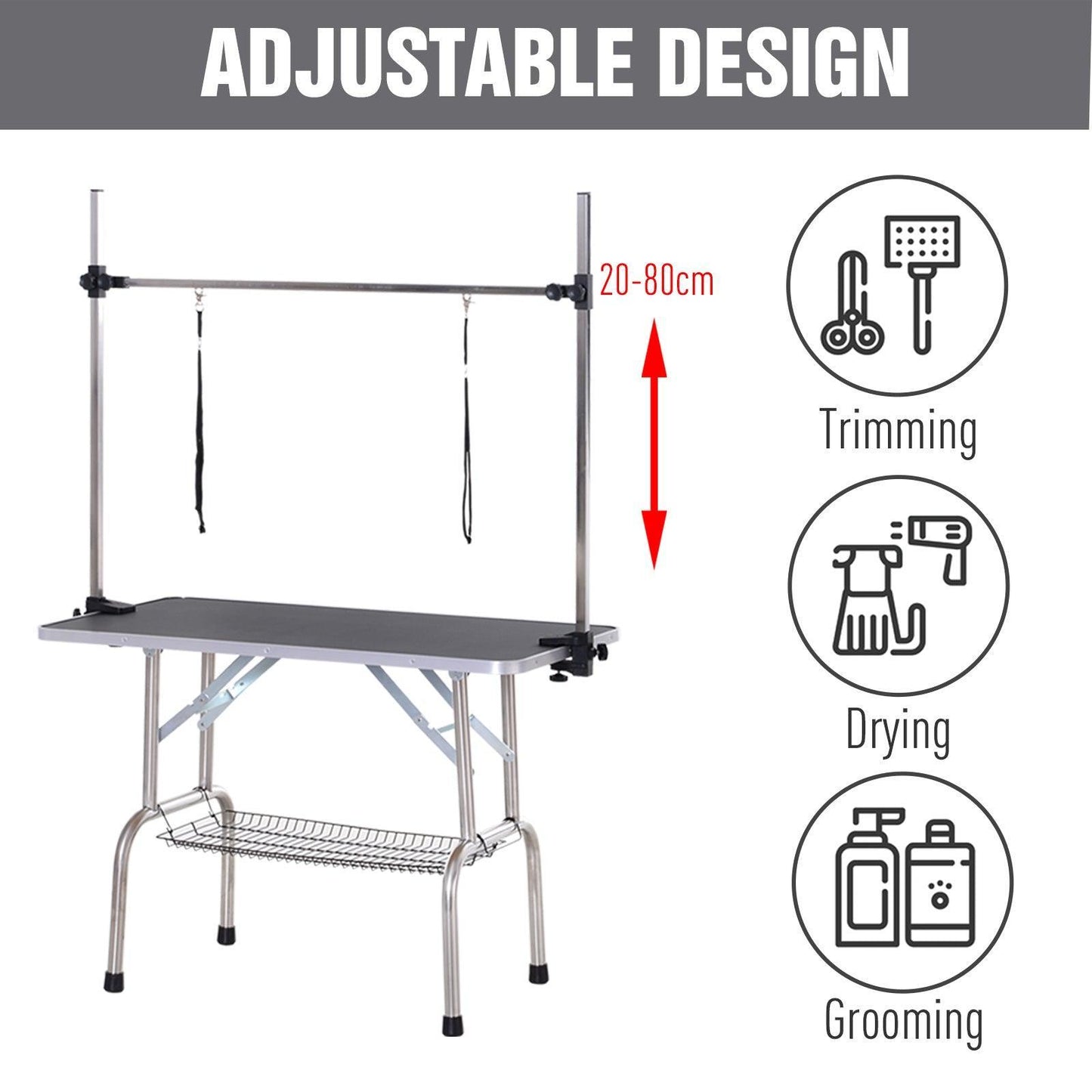 PawHut Adjustable Dog Grooming Table with 2 Safety Slings - ALL4U RETAILER LTD