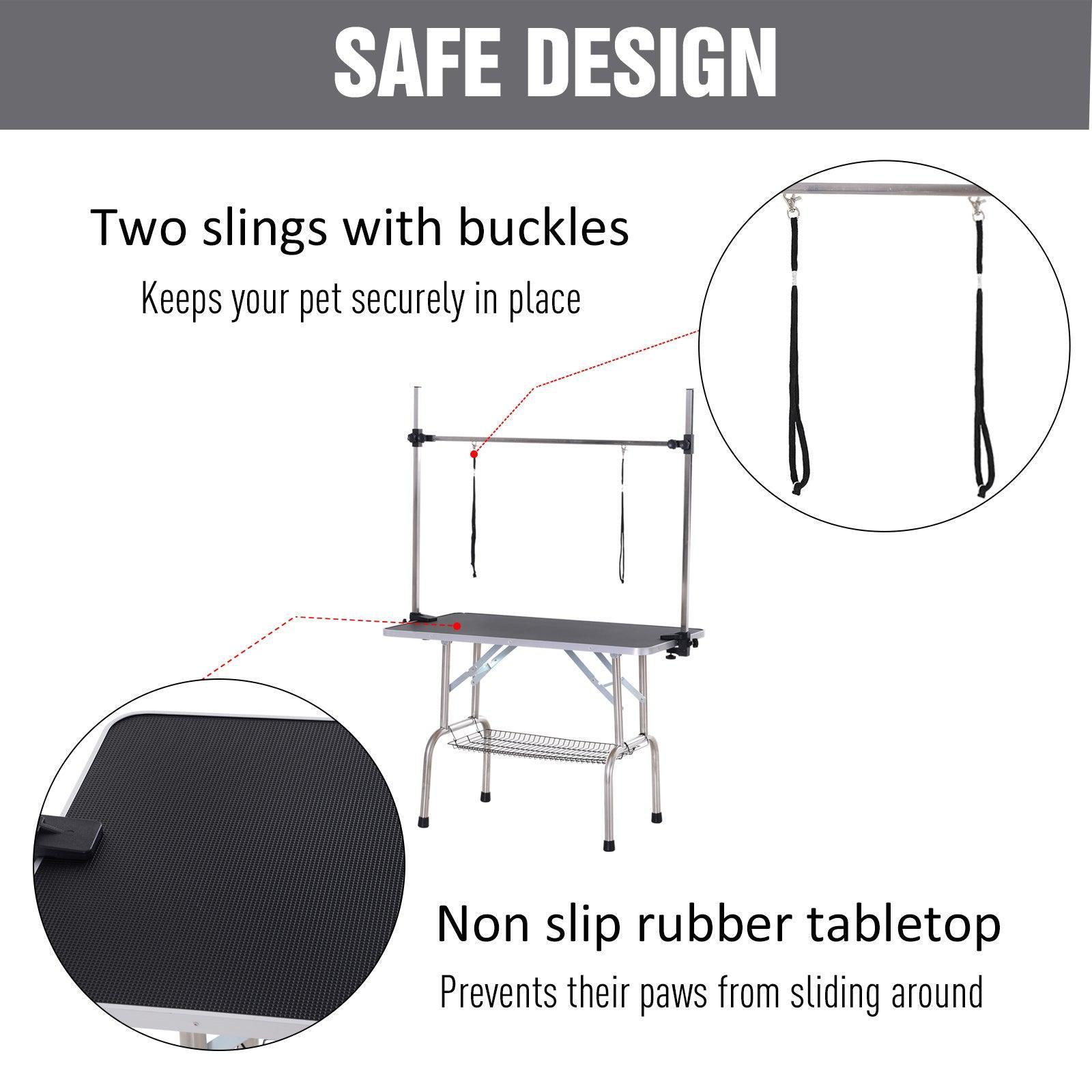 PawHut Adjustable Dog Grooming Table with 2 Safety Slings - ALL4U RETAILER LTD