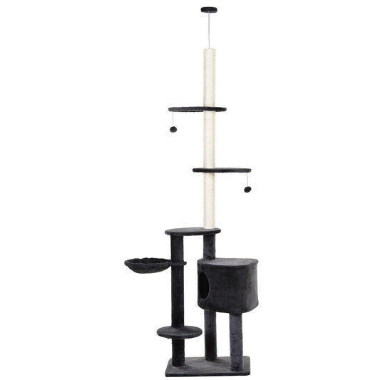 PawHut Adjustable Height Vertical Cat Tree: Cozy Condo, Sisal - ALL4U RETAILER LTD