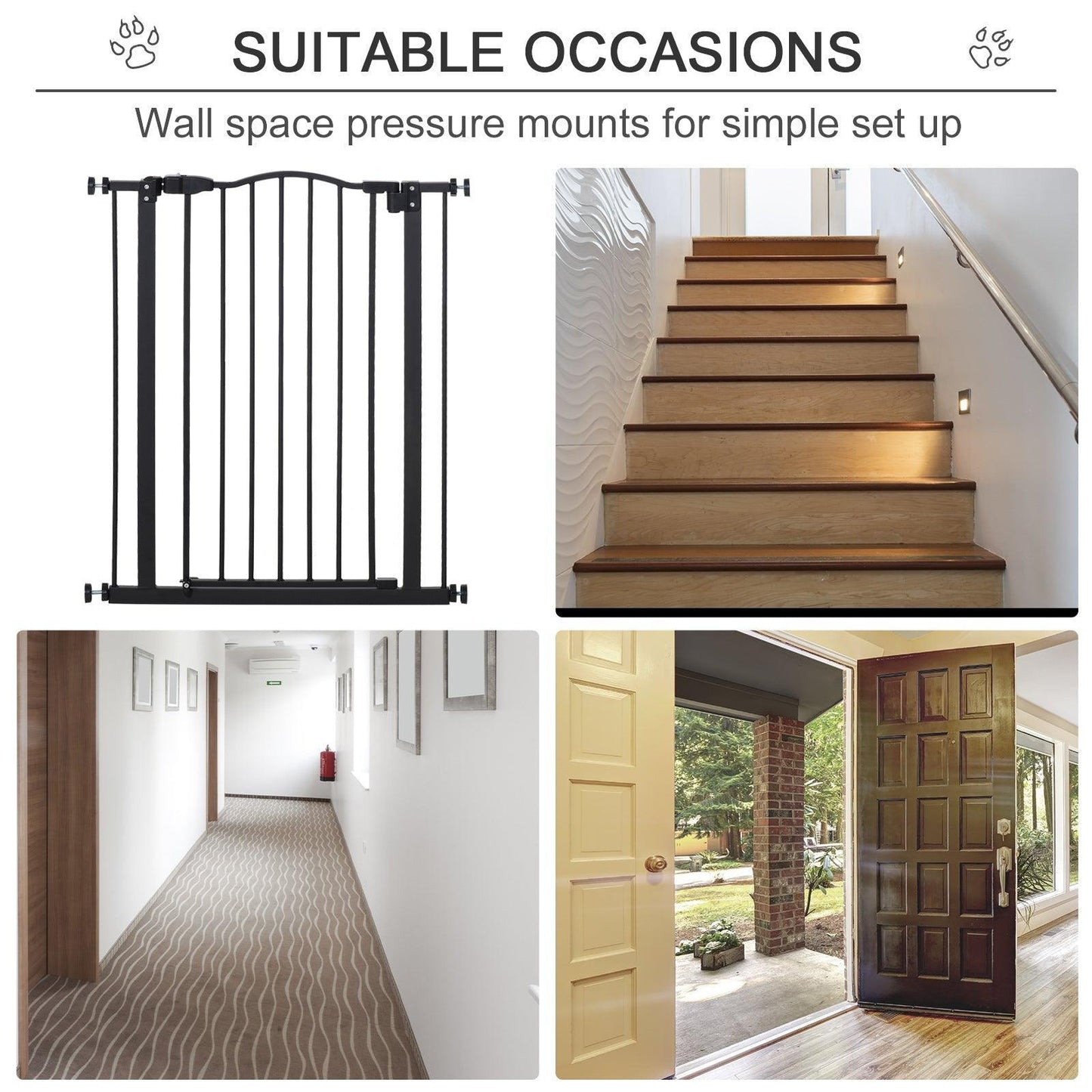 PawHut Adjustable Pet Gate for Stairs - Secure & Easy - ALL4U RETAILER LTD