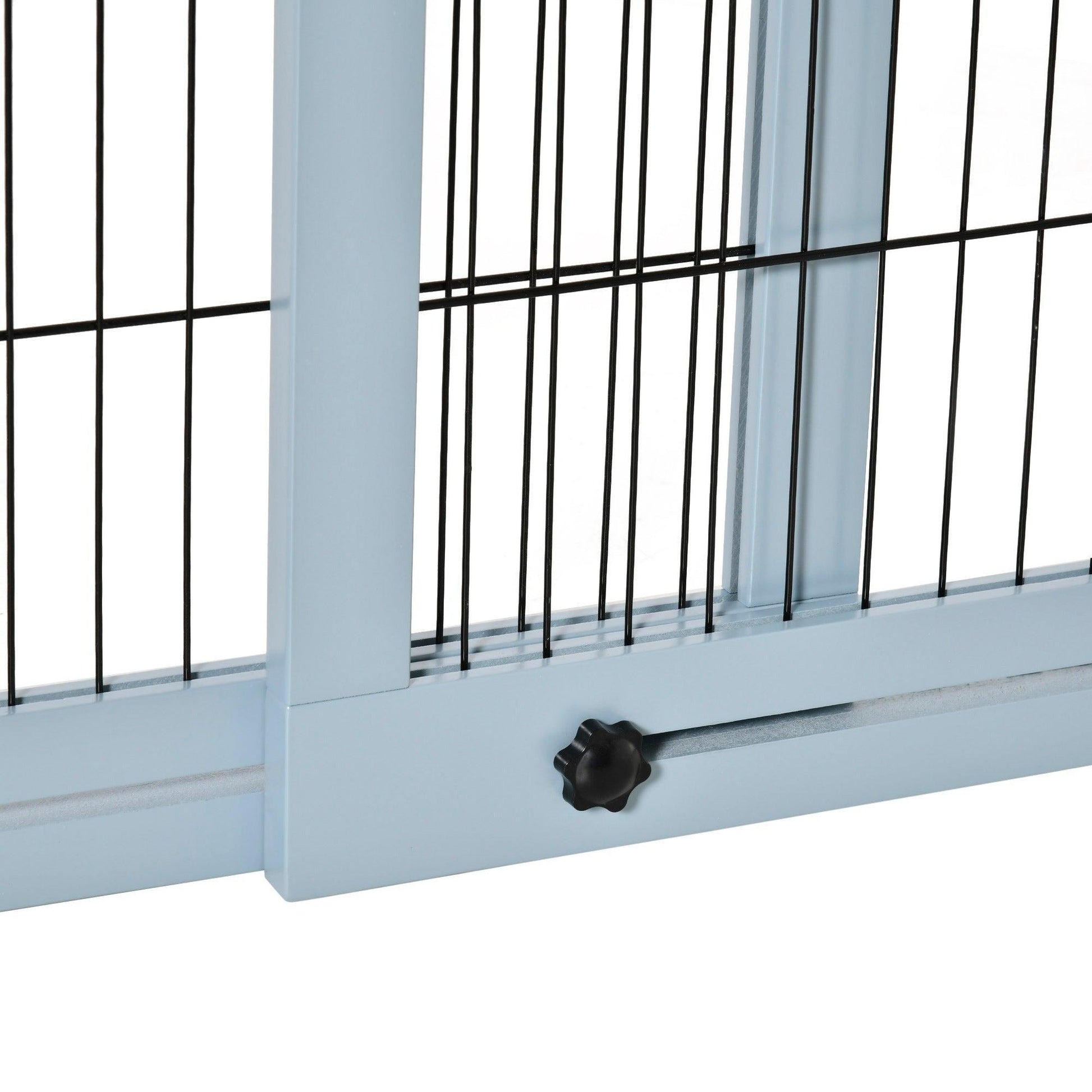 PawHut Adjustable Wooden Pet Gate - Blue, 69H x 104-183H cm - ALL4U RETAILER LTD