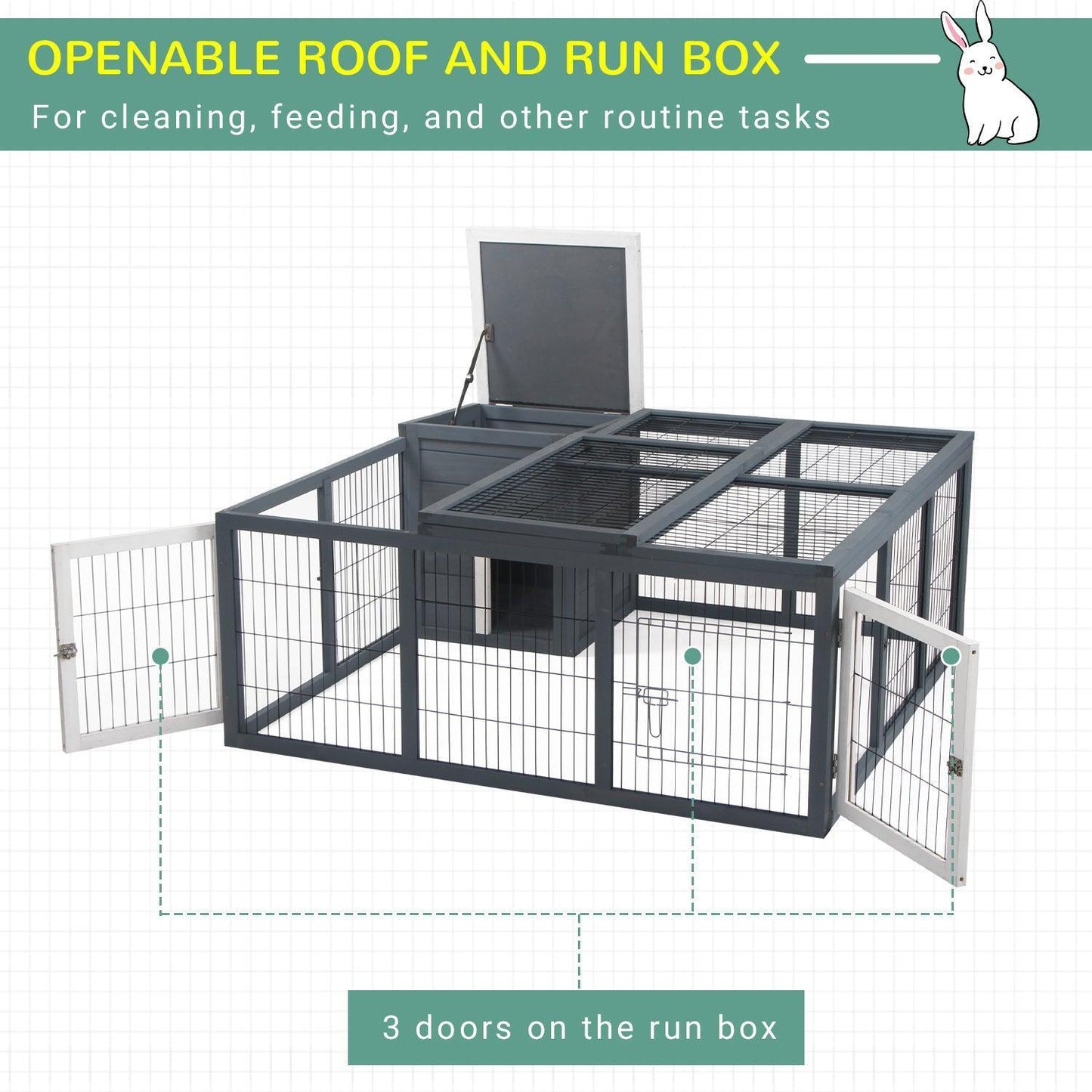 PawHut Animal House: Rabbit Hutch with Openable Main House & Run - ALL4U RETAILER LTD