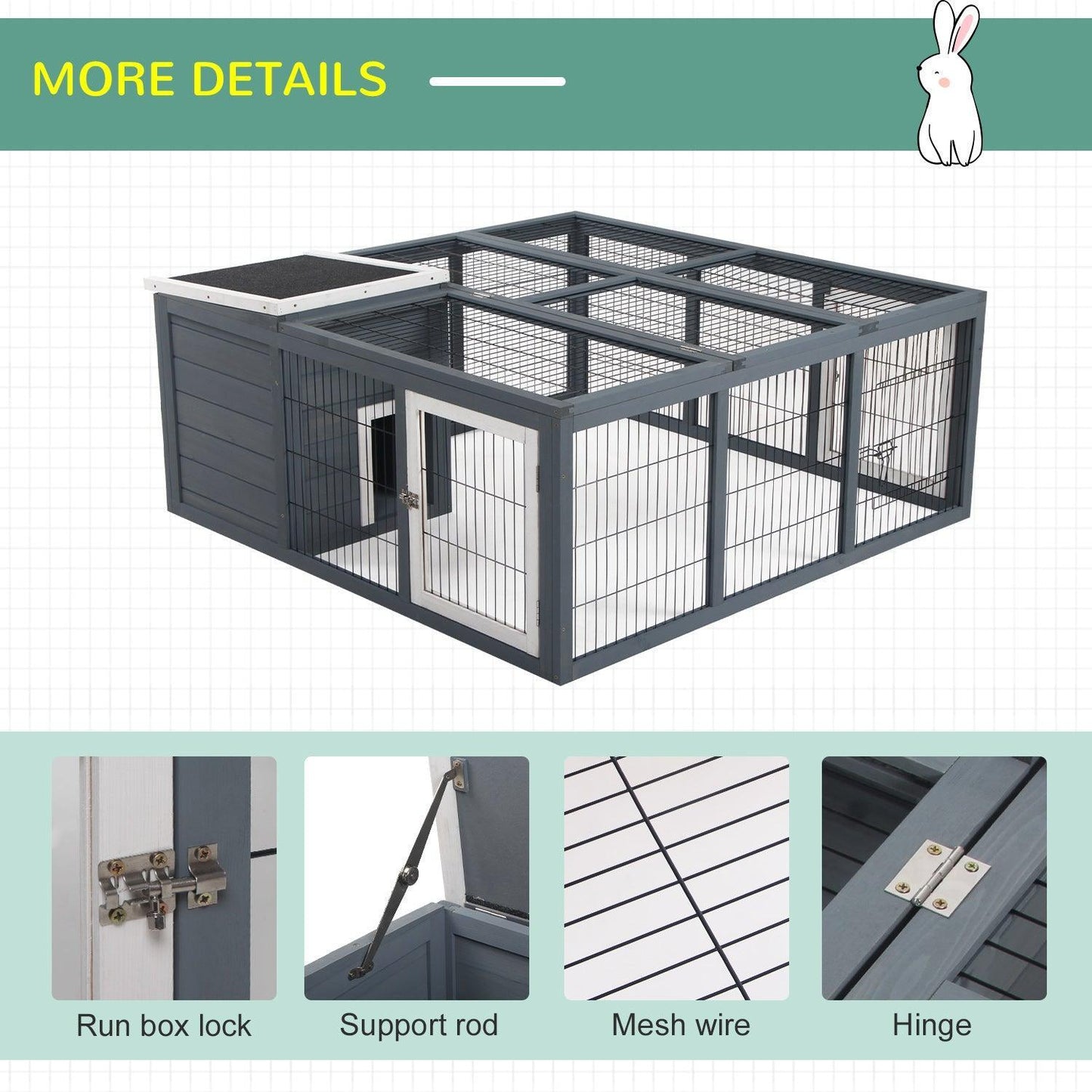 PawHut Animal House: Rabbit Hutch with Openable Main House & Run - ALL4U RETAILER LTD