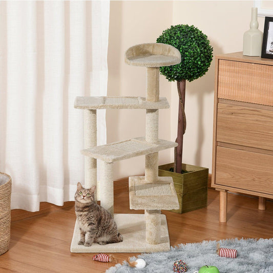 PawHut Beige Cat Climbing Tower - ALL4U RETAILER LTD