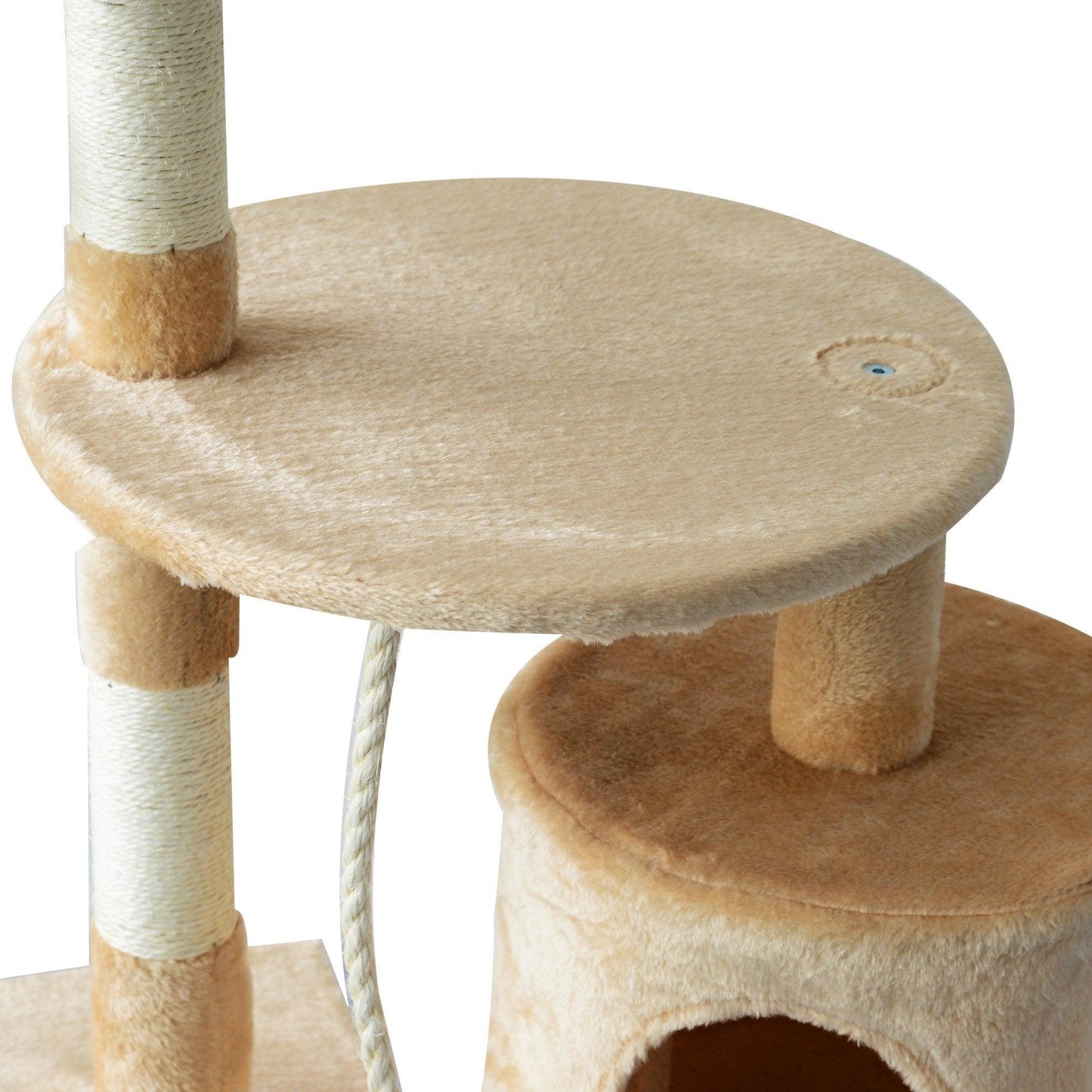 PawHut Beige Cat Tree House, 114H cm - ALL4U RETAILER LTD