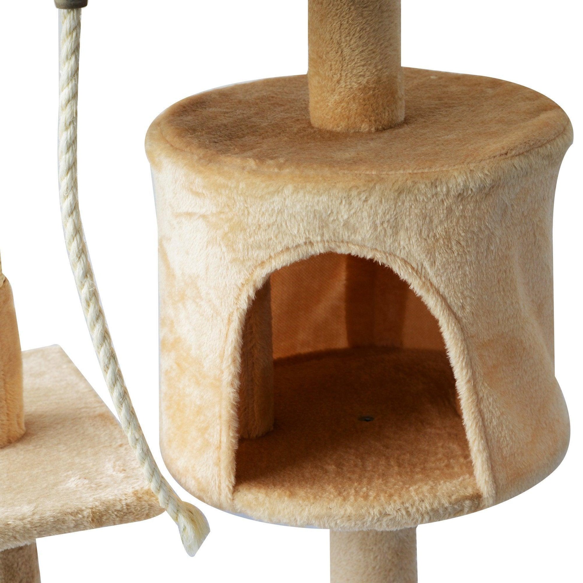 PawHut Beige Cat Tree House, 114H cm - ALL4U RETAILER LTD