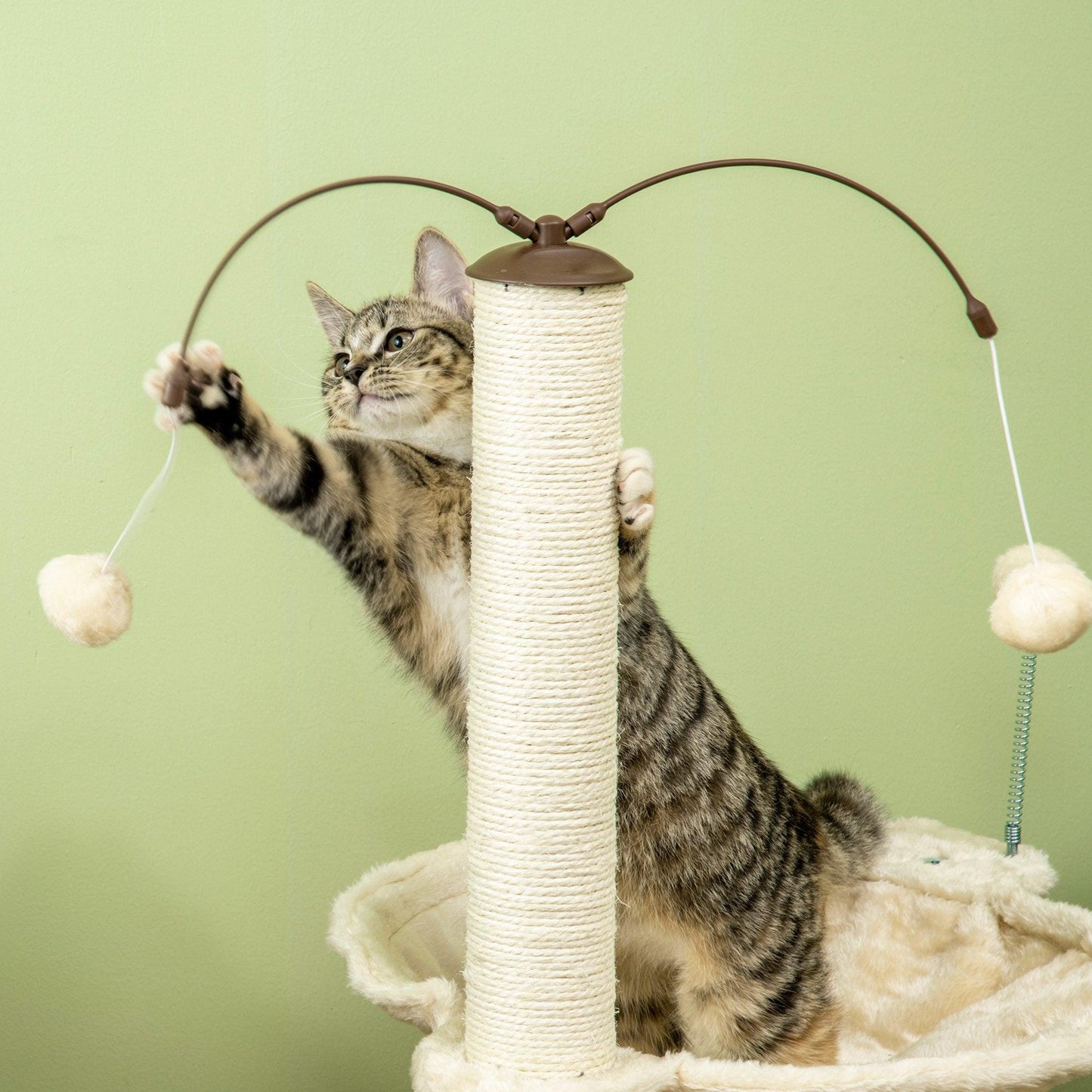 PawHut Beige Cat Tree with Hammock - ALL4U RETAILER LTD