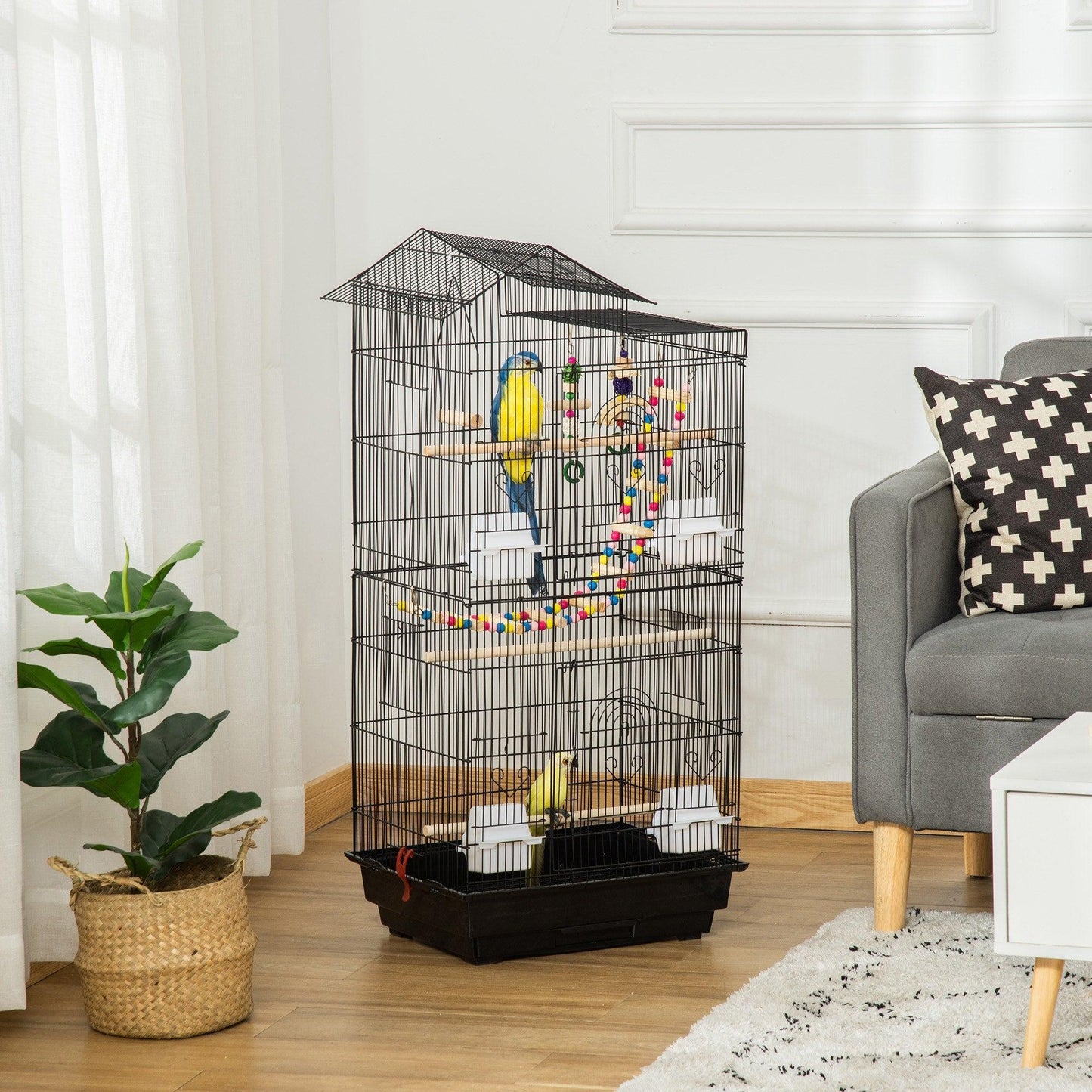 PawHut Bird Cage for Small Birds, Black - ALL4U RETAILER LTD